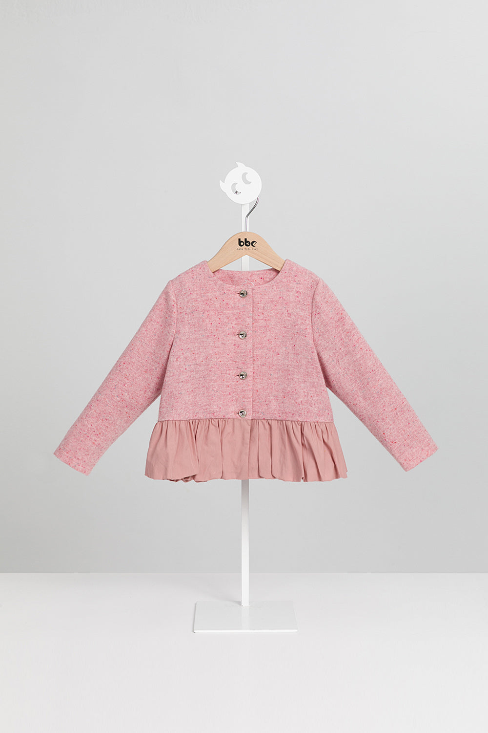 Luxury | 女童 Jardin Bloom外套 | 長袖毛呢拼接 小圓領 花苞下擺