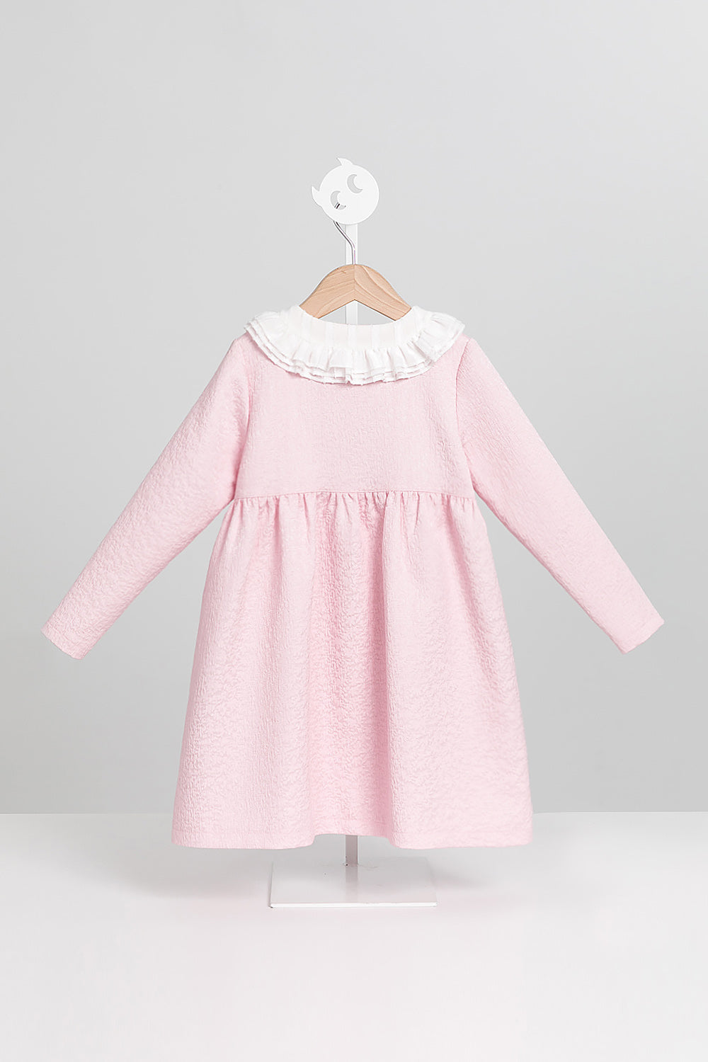 【預購】Luxury | 女童 Frill Fairy排釦洋裝 | 長袖荷葉 雙領 紋理面料