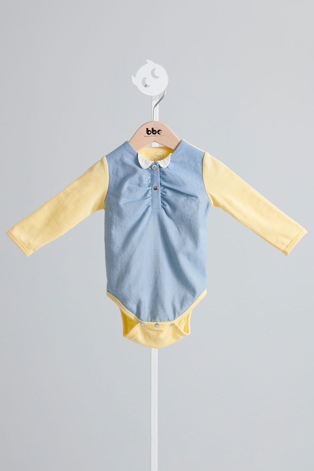 Main | Toddler Elegant Denim Panelled Bodysuit | Panelled | 100% organic cotton