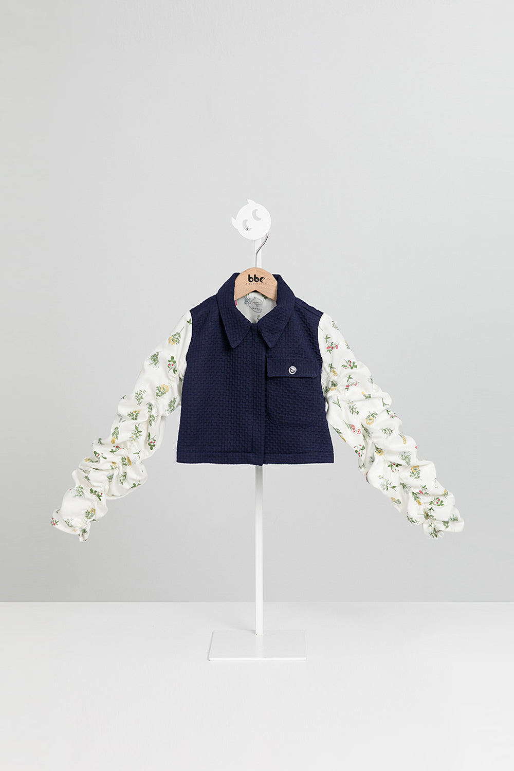 【訂製款】Luxury | 女童 時尚抽繩短版小外套 | 長袖拼接 抽皺 袖型設計