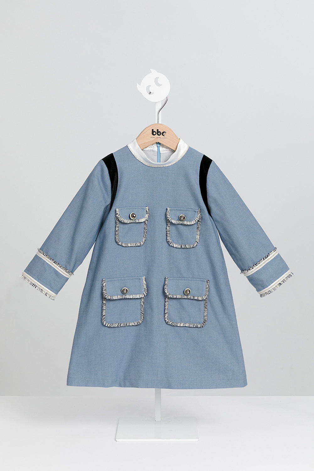 【預購】Main | 女童 Étoile星辰流蘇洋裝 | 長袖大口袋 流蘇 小立領 | 100%有機棉