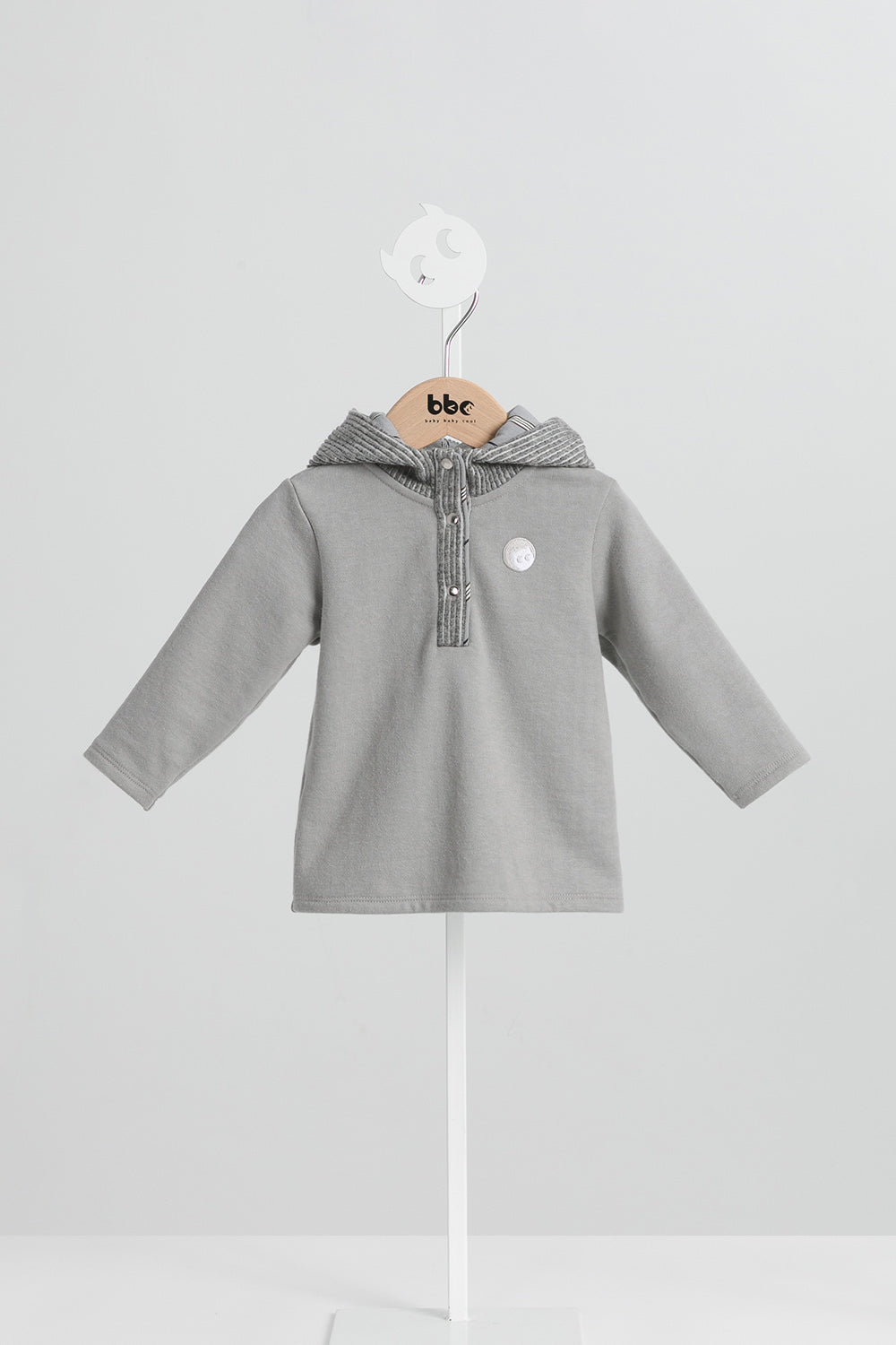 Main | 幼兒 Warm Hug拼接帽Tee | 長袖拼接 運動風 連帽設計 | 100%有機棉