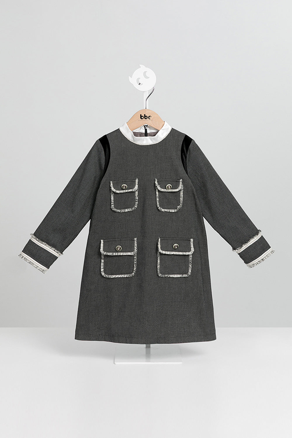 【預購】Main | 女童 Étoile星辰流蘇洋裝 | 長袖大口袋 流蘇 小立領 | 100%有機棉