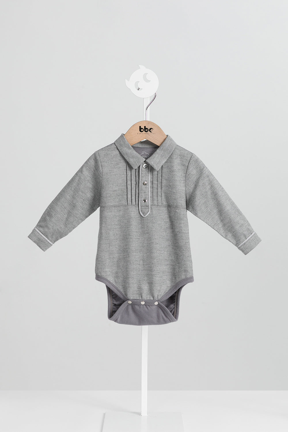 【預購】Main | 幼兒 Monsieur小紳士包屁衣 | 長袖細摺 拼接  | 100%有機棉