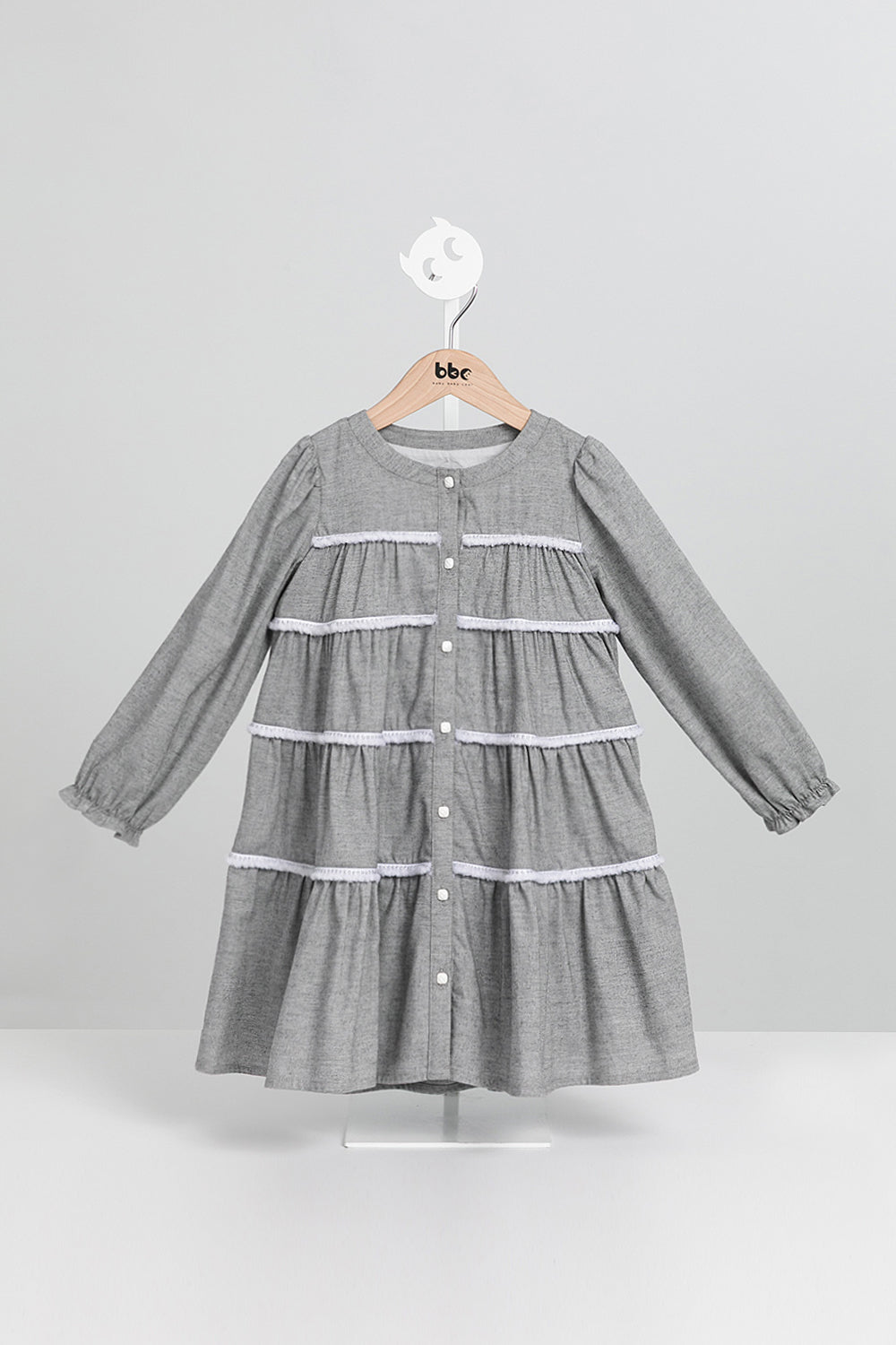 【預購】Main | 女童 Tiny Twirl蛋糕洋裝 | 長袖荷葉 織帶 蛋糕裙 | 100%有機棉
