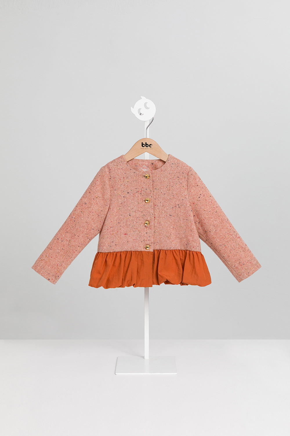 Luxury | 女童 Jardin Bloom外套 | 長袖毛呢拼接 小圓領 花苞下擺