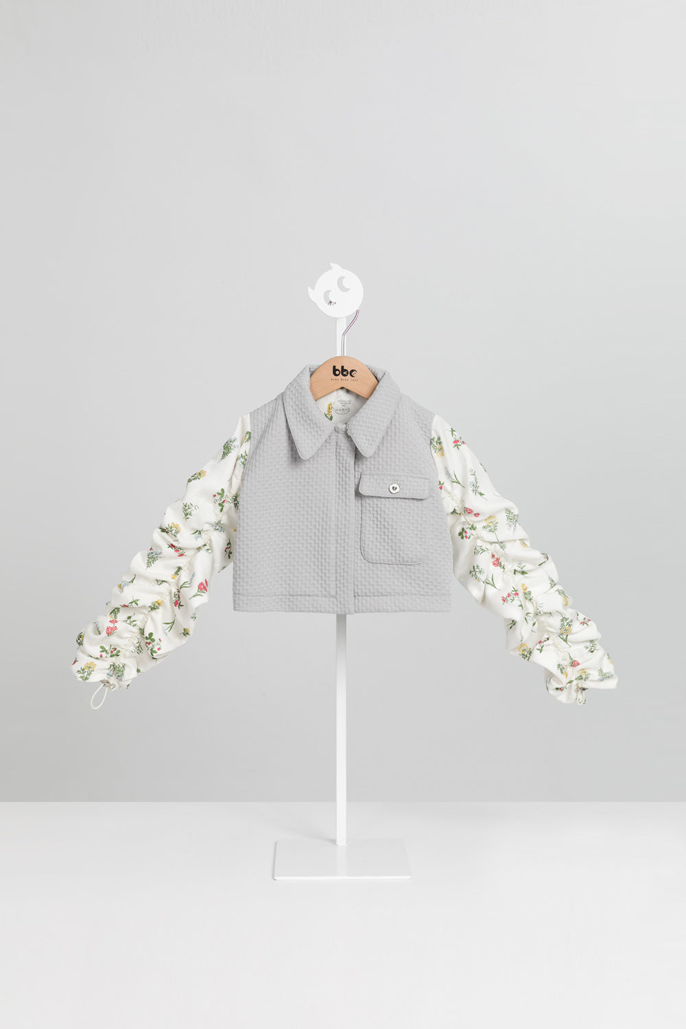 【訂製款】Luxury | 女童 時尚抽繩短版小外套 | 長袖拼接 抽皺 袖型設計