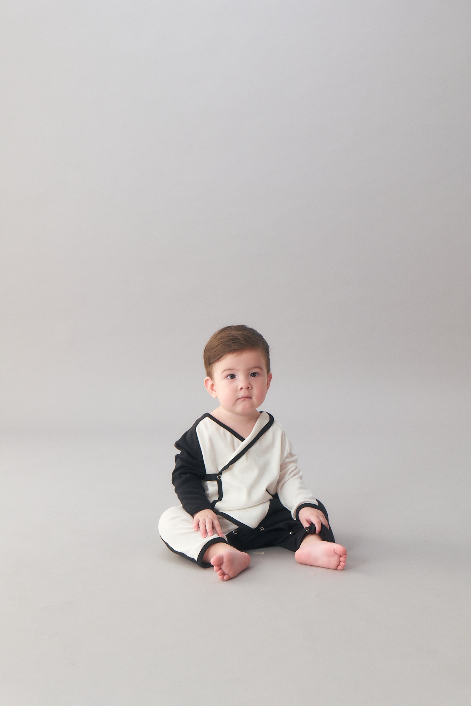 Main | Toddler asymmetrical two-tone collar bunny suit | Geometric lines | 100% organic cotton