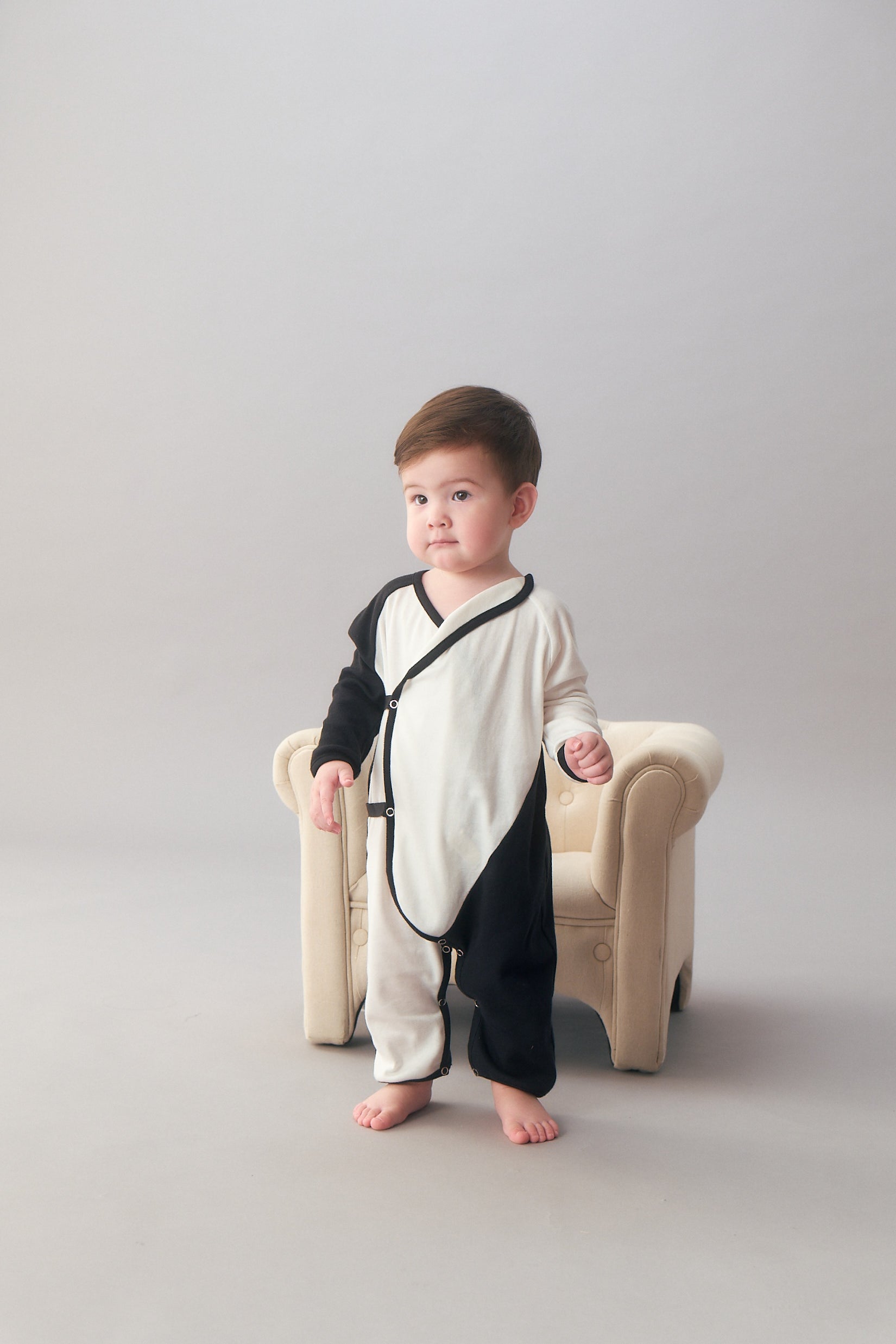 Main | Toddler asymmetrical two-tone collar bunny suit | Geometric lines | 100% organic cotton