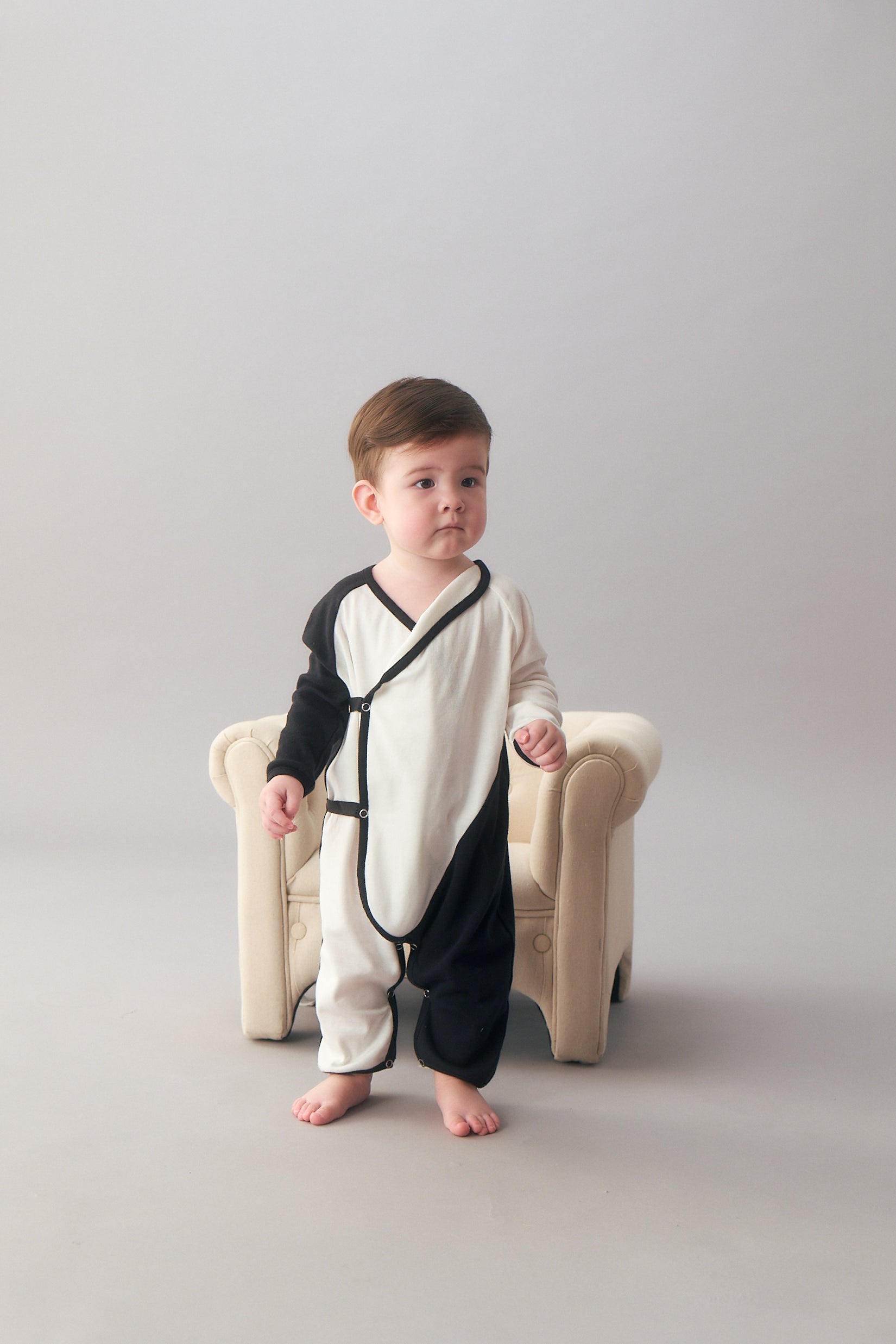 Main | Toddler asymmetrical two-tone collar bunny suit | Geometric lines | 100% organic cotton