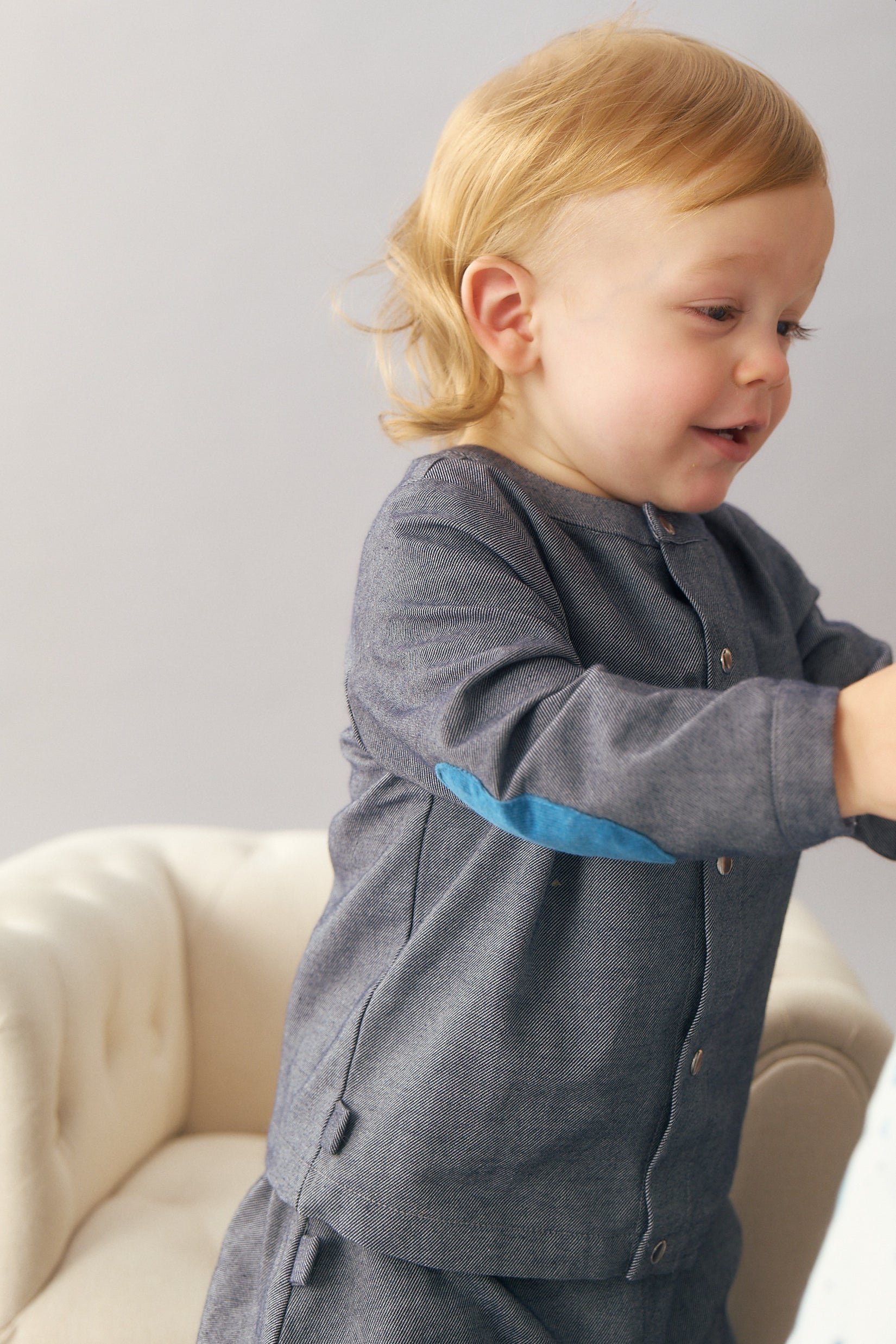 Main | Toddler Organic Cotton Denim Patch Top | Two-Way | 100% Organic Cotton