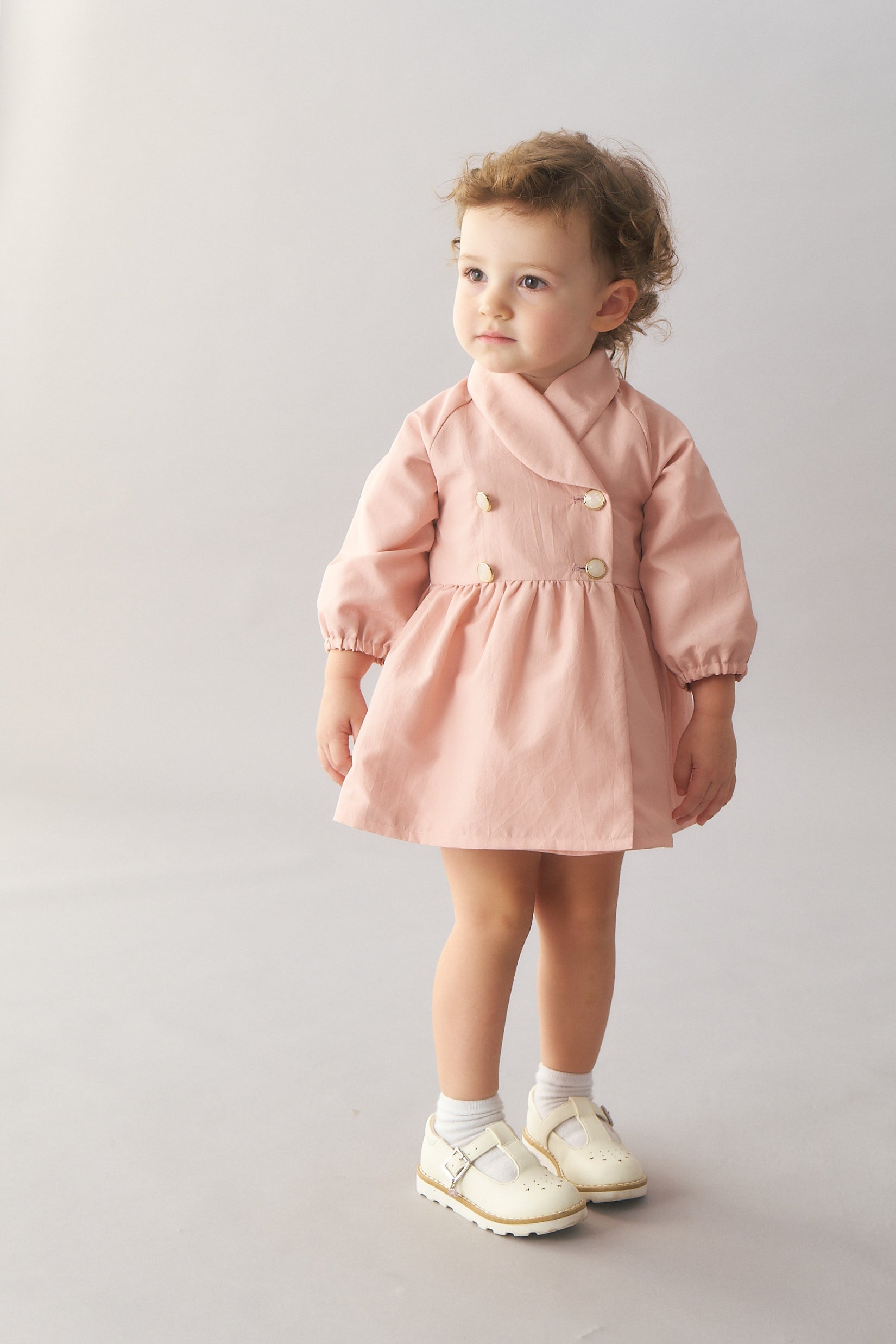 Luxury | Toddler crescent collar trench coat | Small lapel