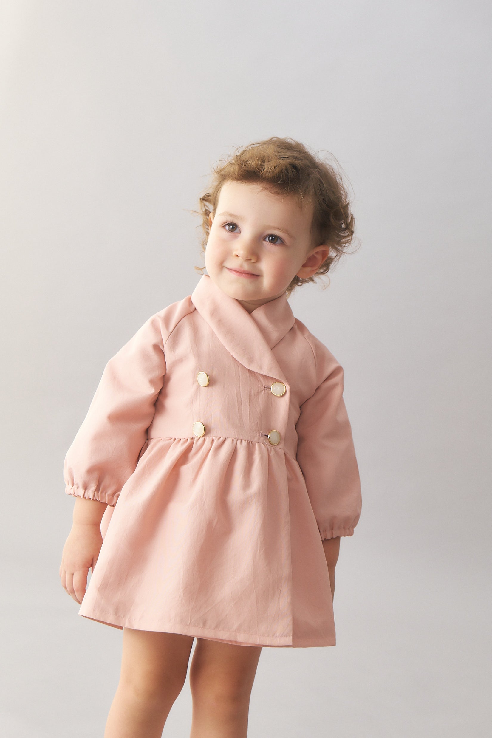 Luxury | Toddler crescent collar trench coat | Small lapel