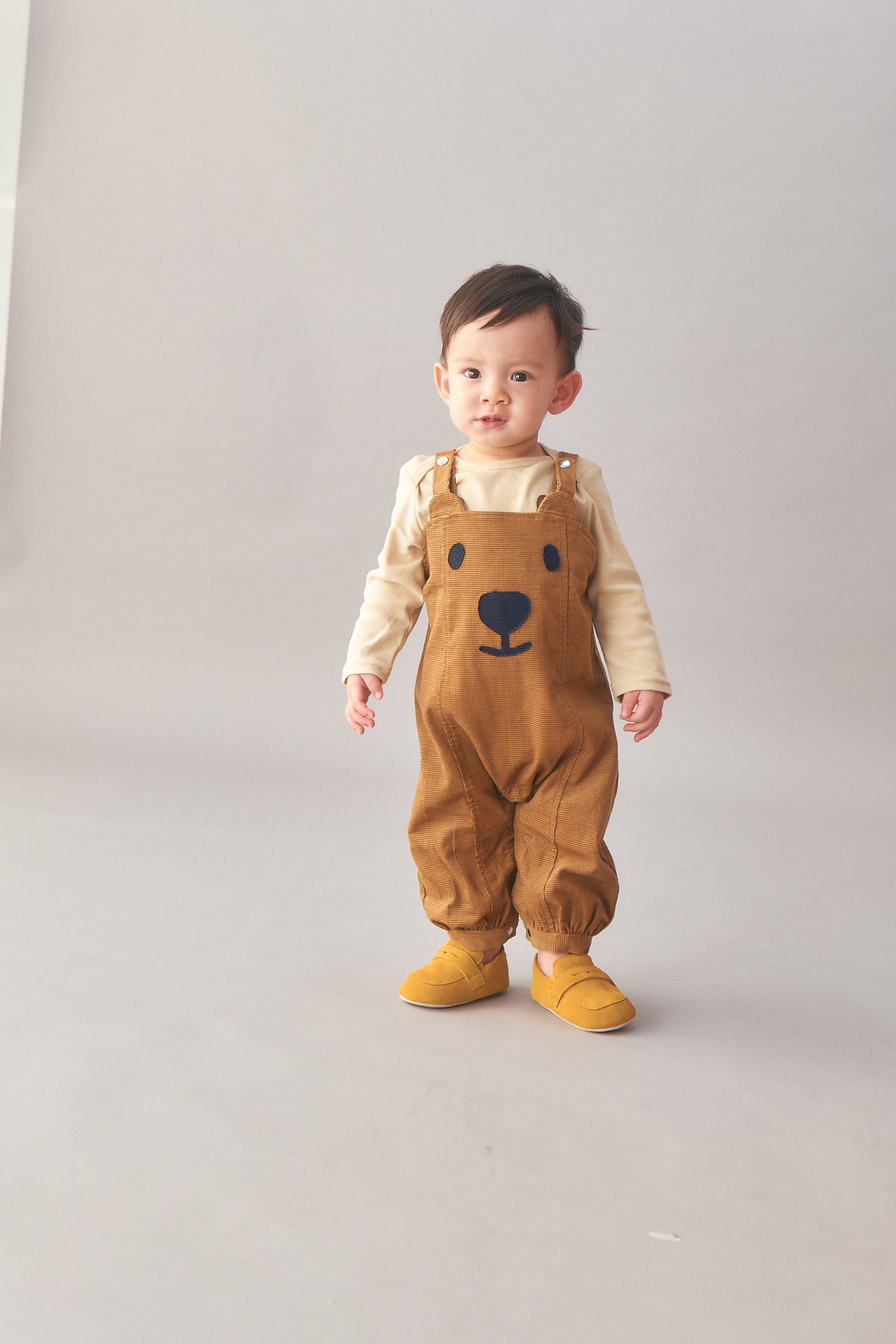 Luxury | Toddler Happy Face Bear Corduroy Jumpsuit | Animal Face