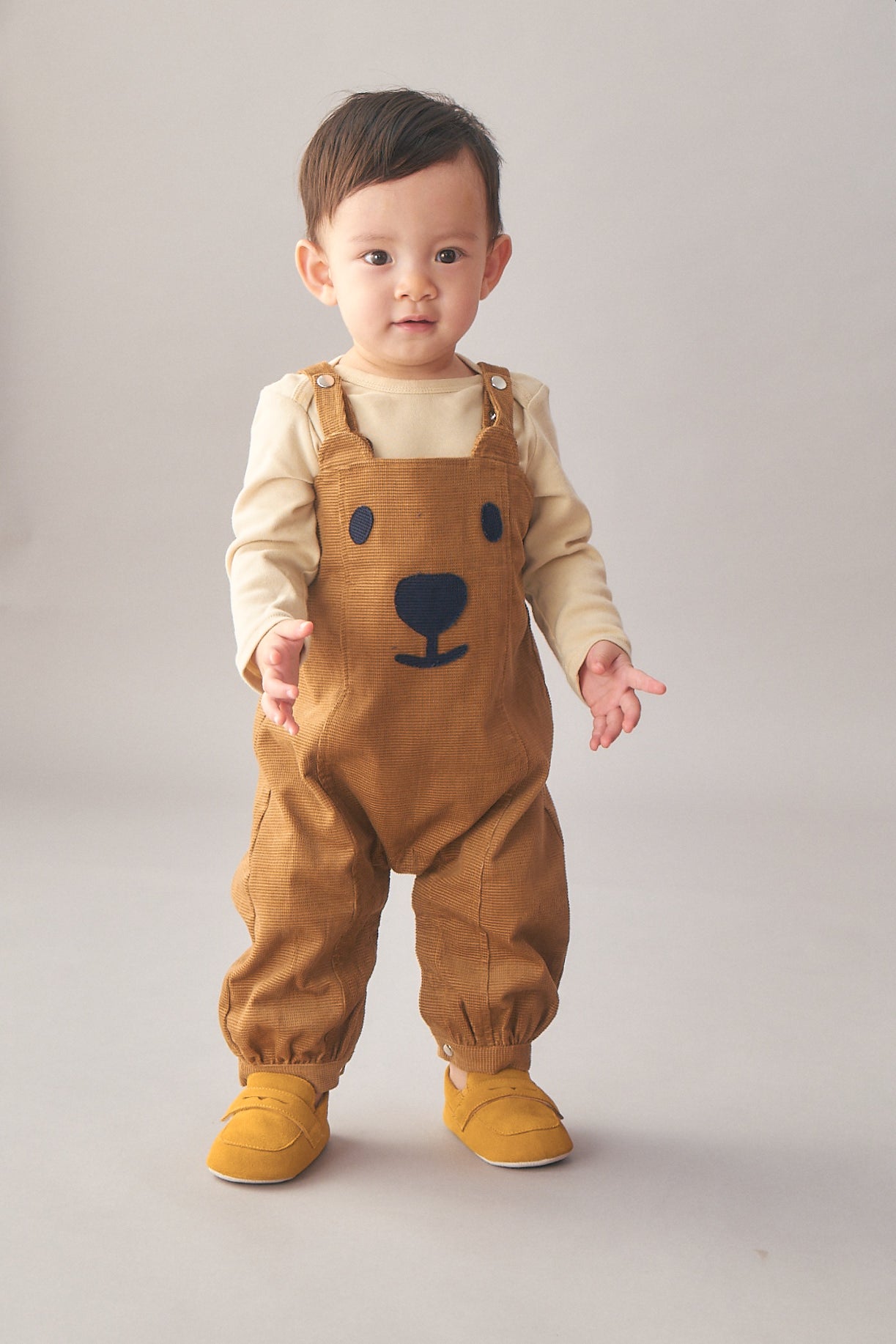 Luxury | Toddler Happy Face Bear Corduroy Jumpsuit | Animal Face