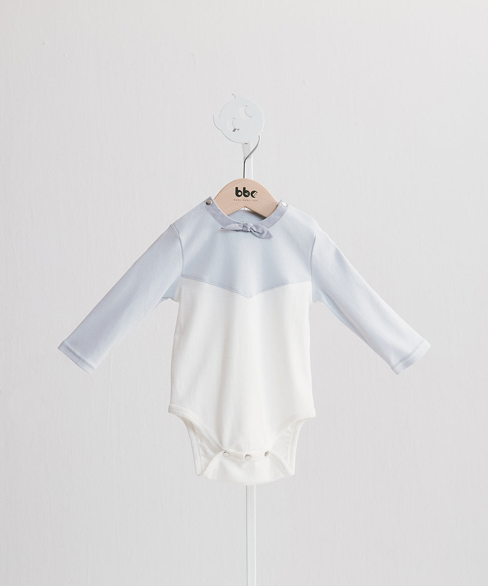 Main | Toddler two-color patchwork bowknot bodysuit | patchwork | 100% organic cotton