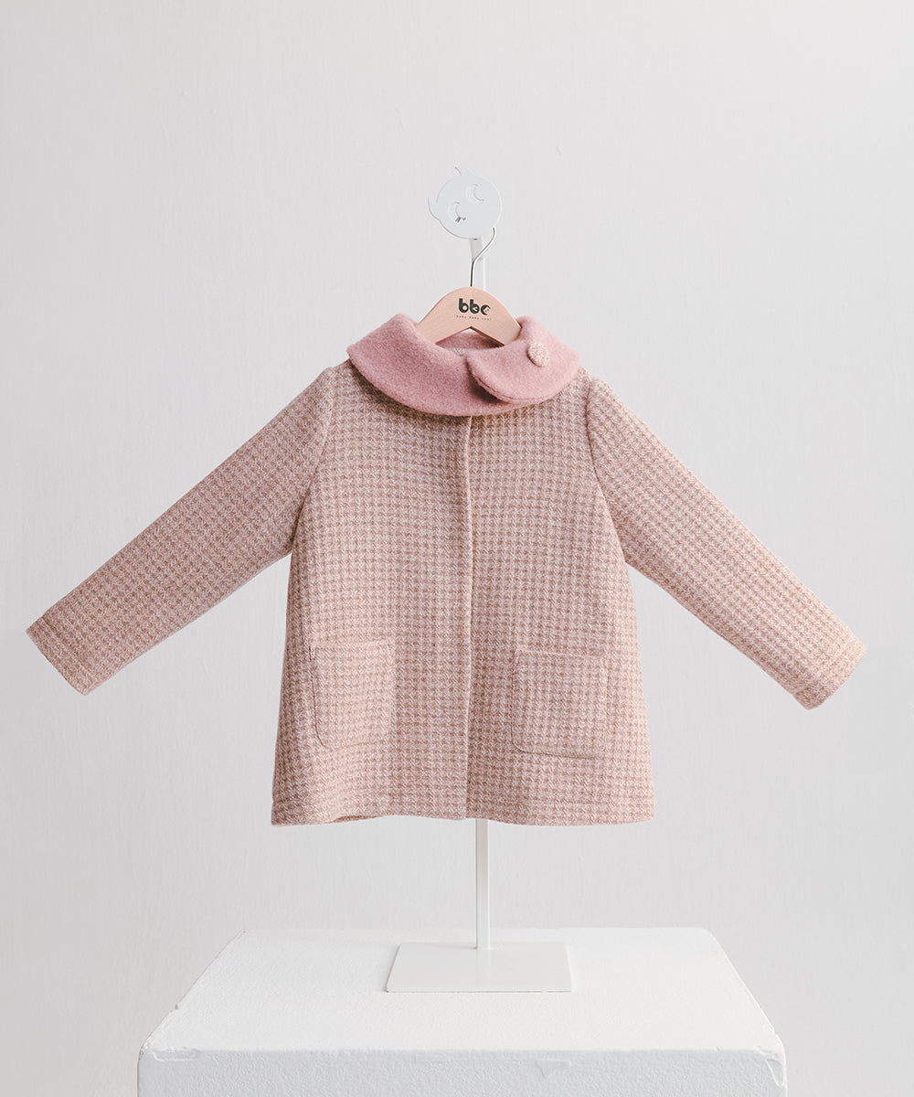 Luxury | 女童 法式雙色羊絨大衣 | 貝殼領