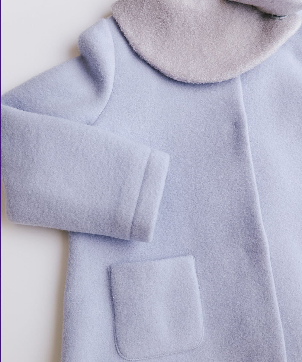 Luxury | 女童 法式雙色羊絨大衣 | 貝殼領