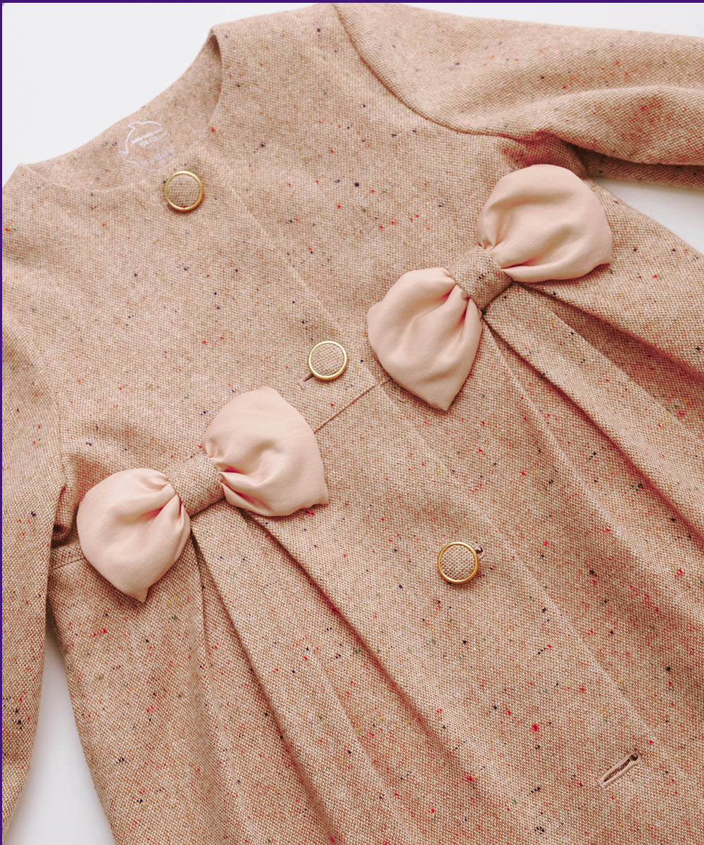 Luxury | 女童 奧德莉小蝴蝶鈕扣大衣 | 蝴蝶結