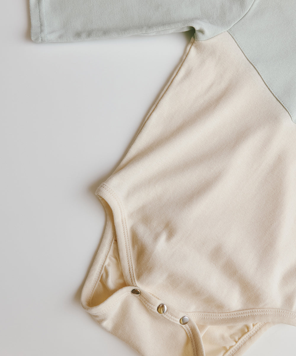 Main | Toddler two-color patchwork bowknot bodysuit | patchwork | 100% organic cotton