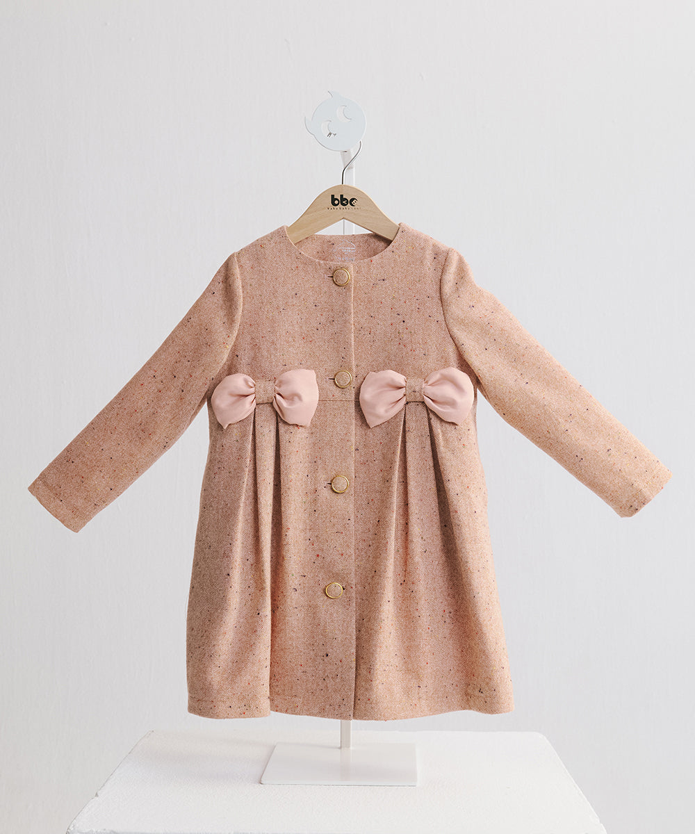 Luxury | 女童 奧德莉小蝴蝶鈕扣大衣 | 蝴蝶結