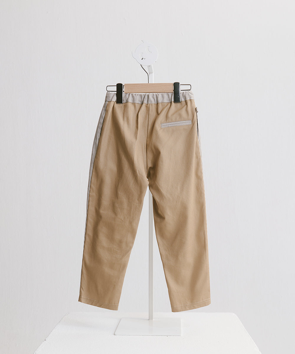 Luxury | 男童 皇家側邊釦西裝褲 | 拼接 條紋