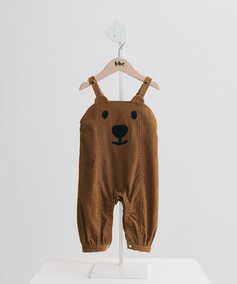 Luxury | Toddler Happy Face Bear Corduroy Jumpsuit | Animal Face