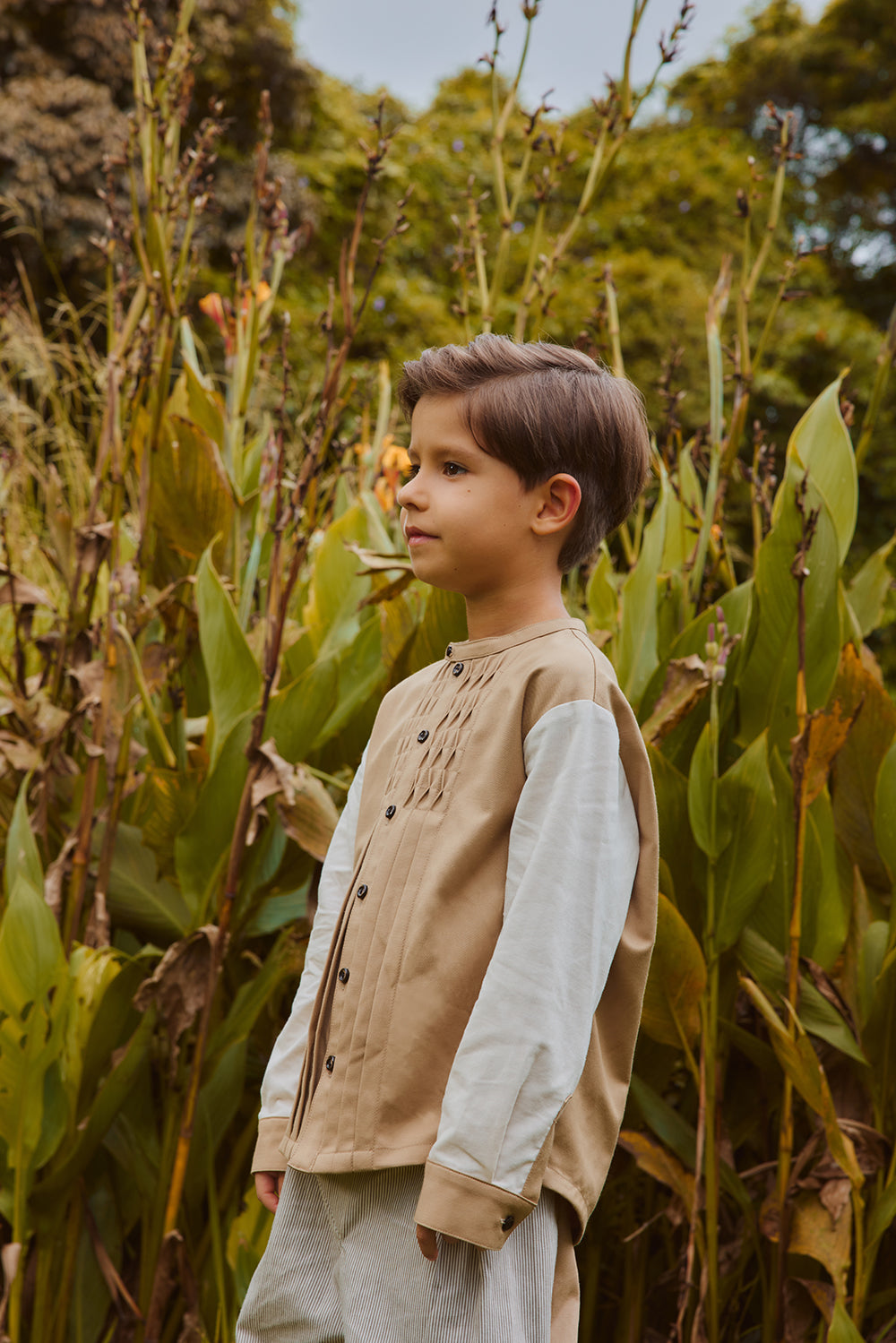 Luxury | 男童 oversize燈心絨接袖皇家襯衫 | 立體剪裁