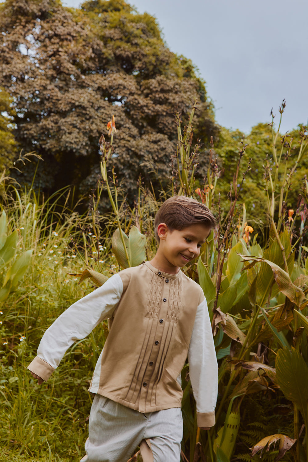 Luxury | 男童 oversize燈心絨接袖皇家襯衫 | 立體剪裁