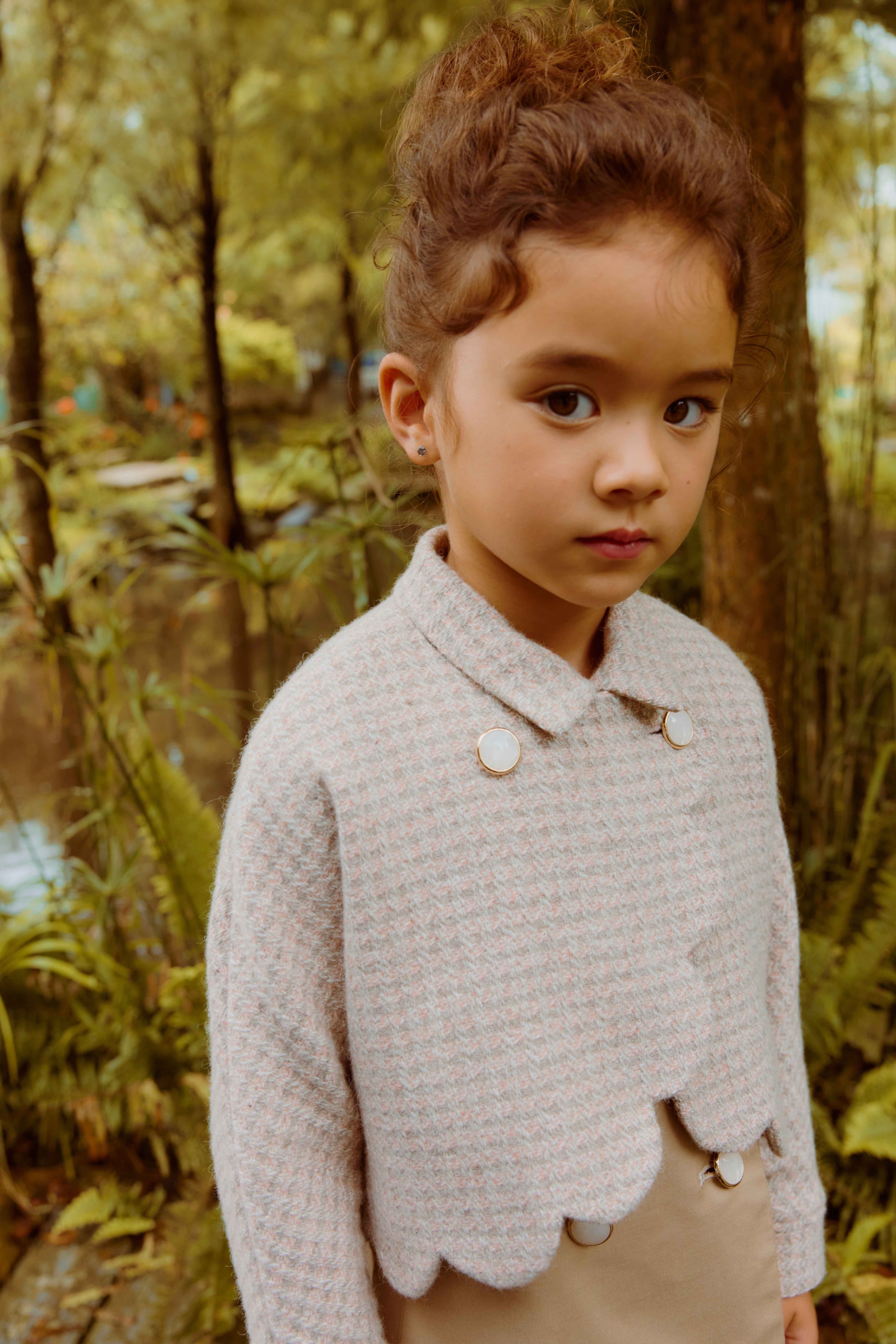 Luxury | 女童 花瓣造型兩穿羊毛防風大衣 | 可拆式