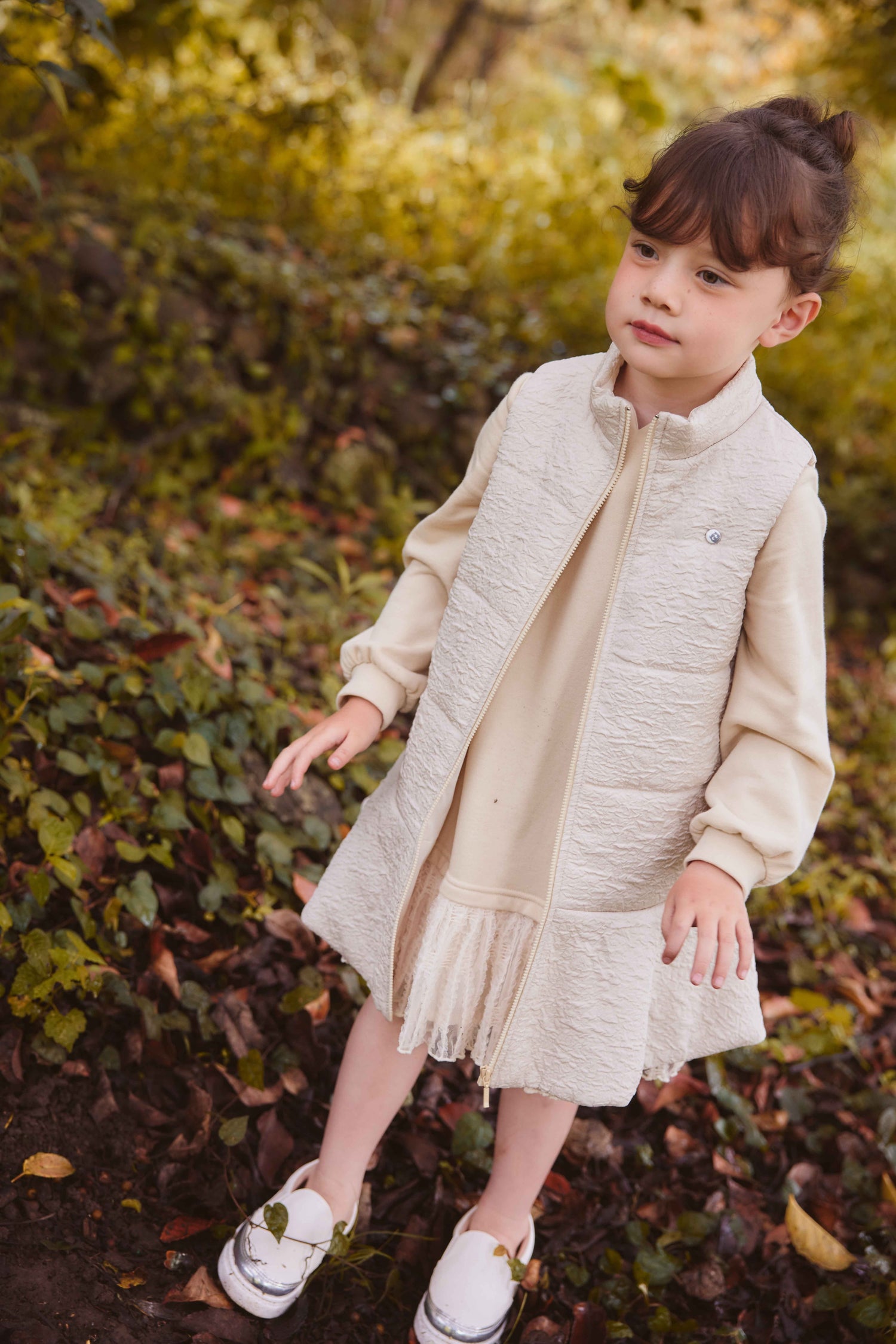 Luxury | 女童 貝拉長版鋪棉背心裙 | 波浪