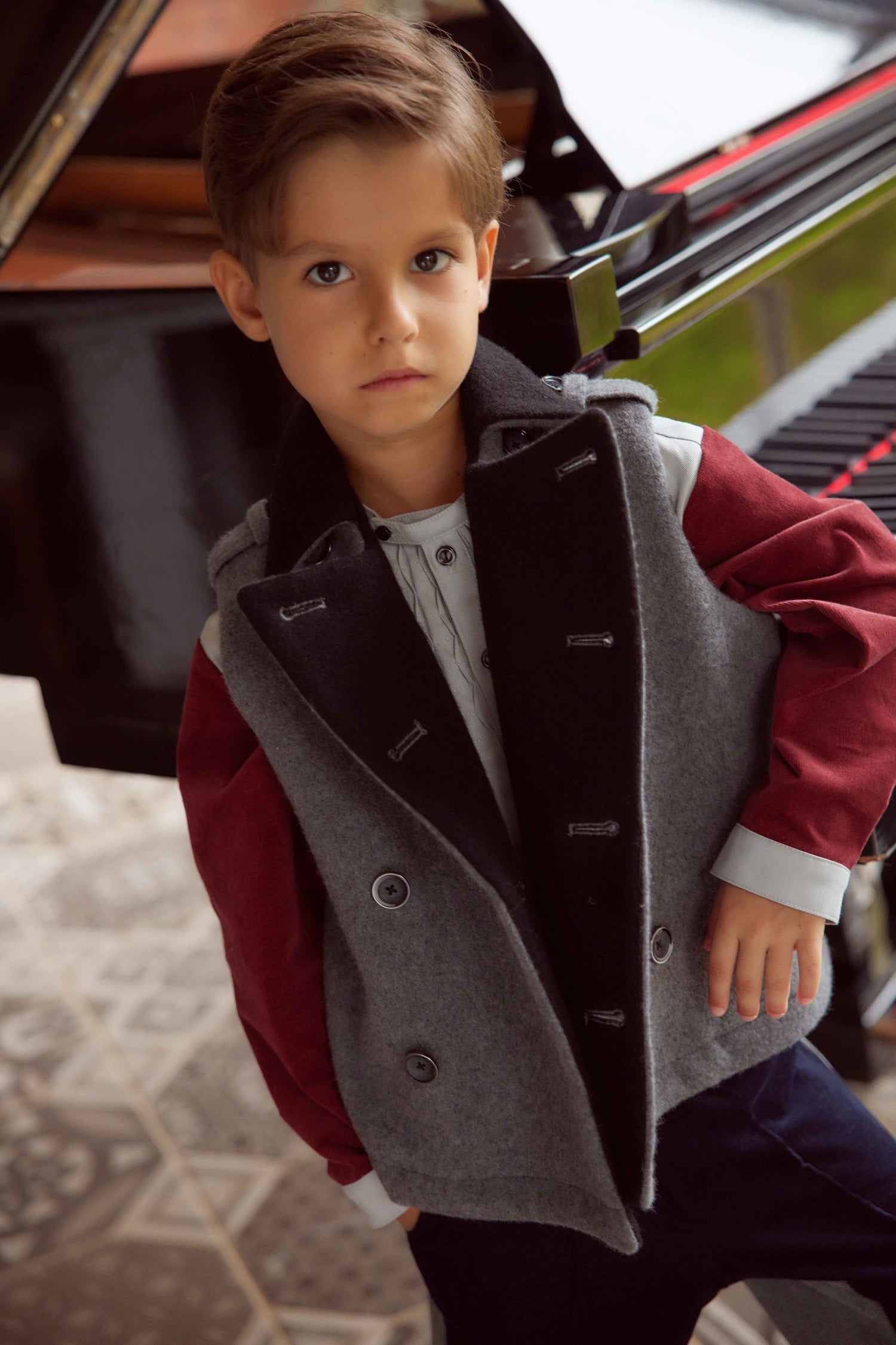 Luxury | 男童 皇家毛呢西裝背心 | 大翻領