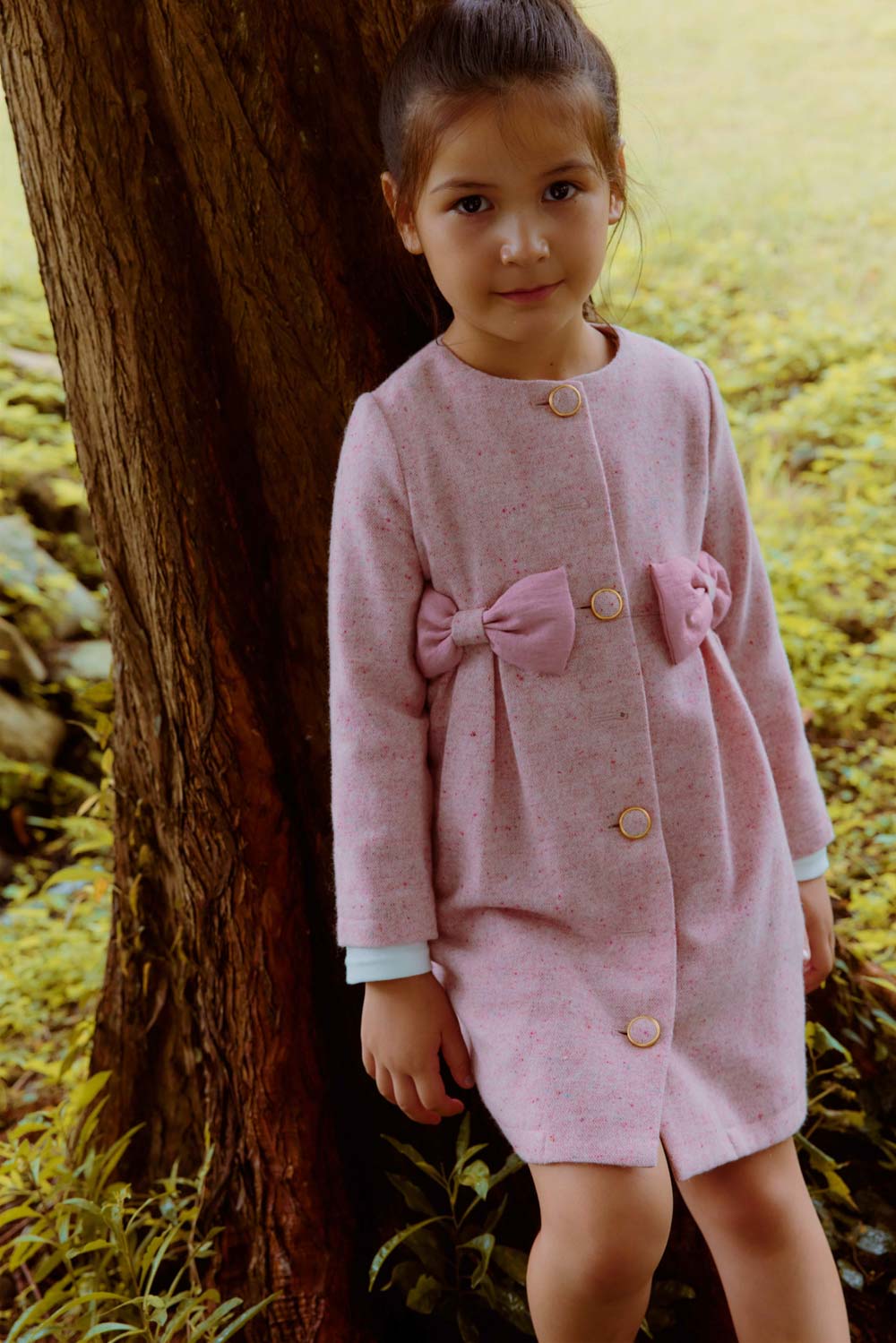 Luxury | 女童 奧德莉小蝴蝶鈕扣大衣 | 蝴蝶結