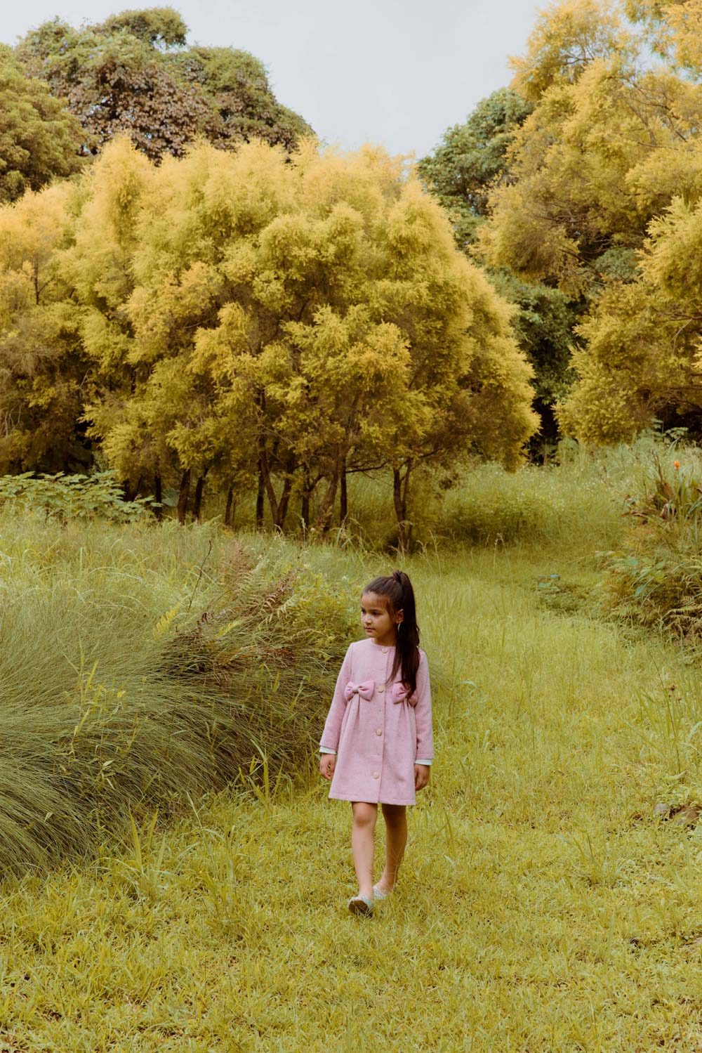 Luxury | 女童 奧德莉小蝴蝶鈕扣大衣 | 蝴蝶結