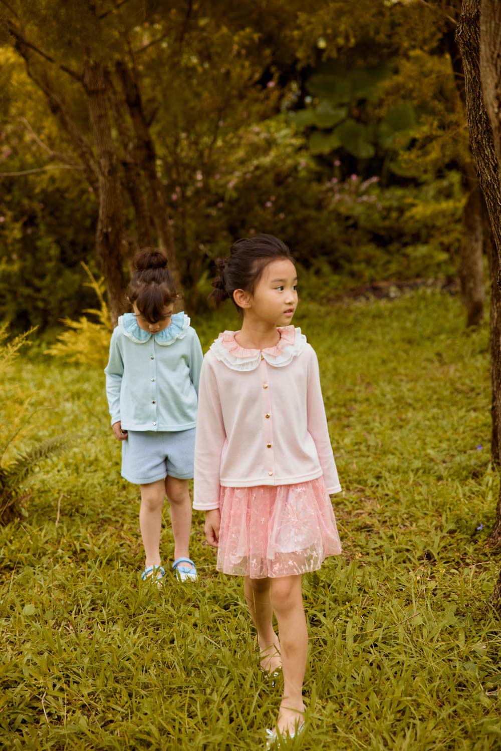 Luxury | Girls Camellia Collar Jacket | Loose Folds