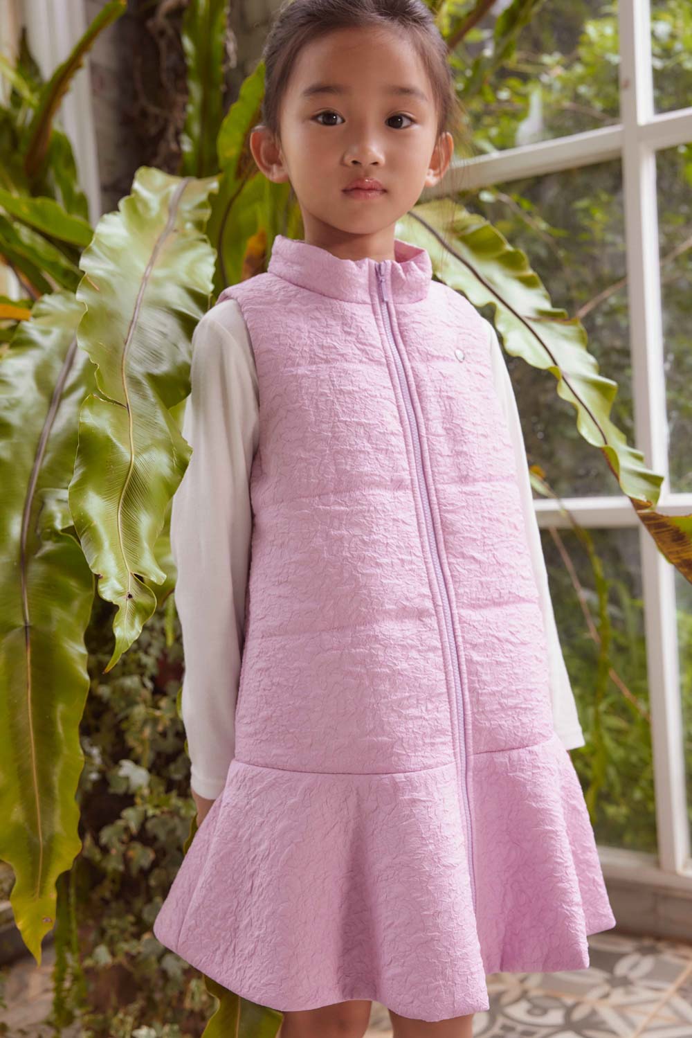 Luxury | 女童 貝拉長版鋪棉背心裙 | 波浪