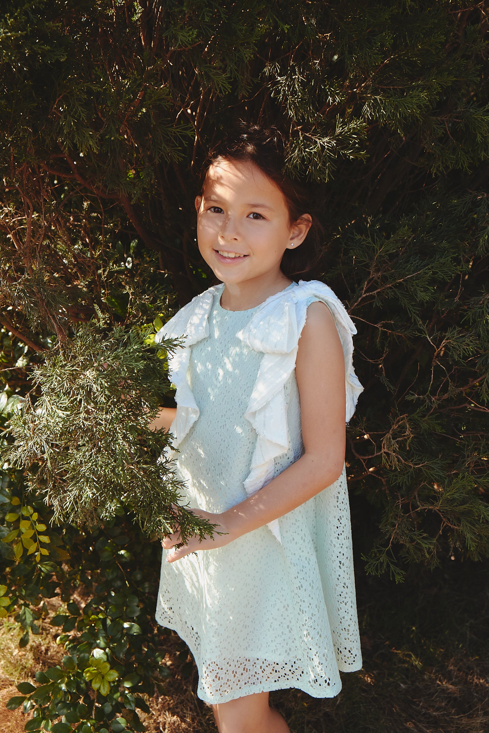 Luxury | Girls Papillon Fantasy Double Butterfly Lace Dress | Bowknot and Lotus Leaf