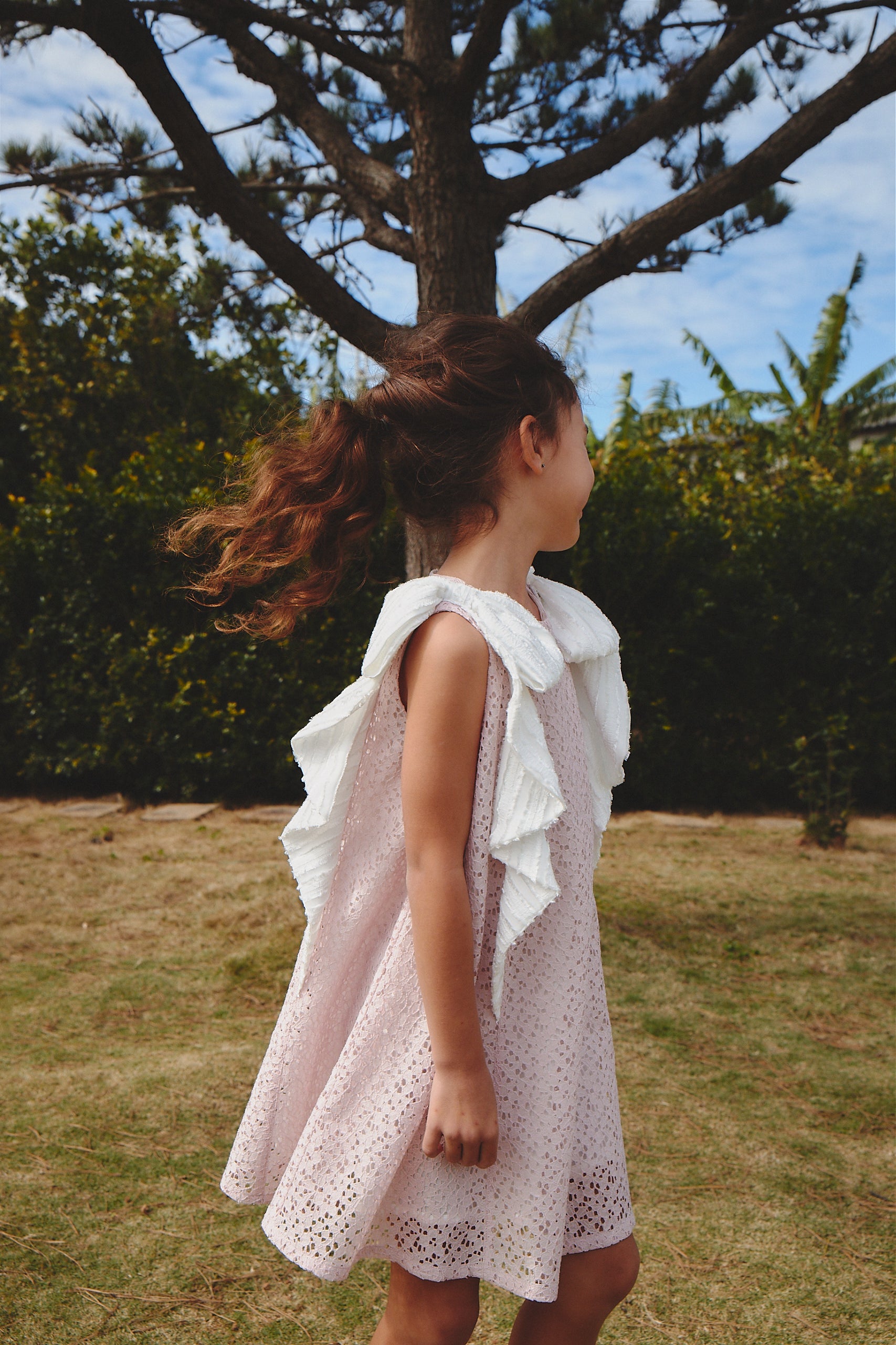 Luxury | Girls Papillon Fantasy Double Butterfly Lace Dress | Bowknot and Lotus Leaf