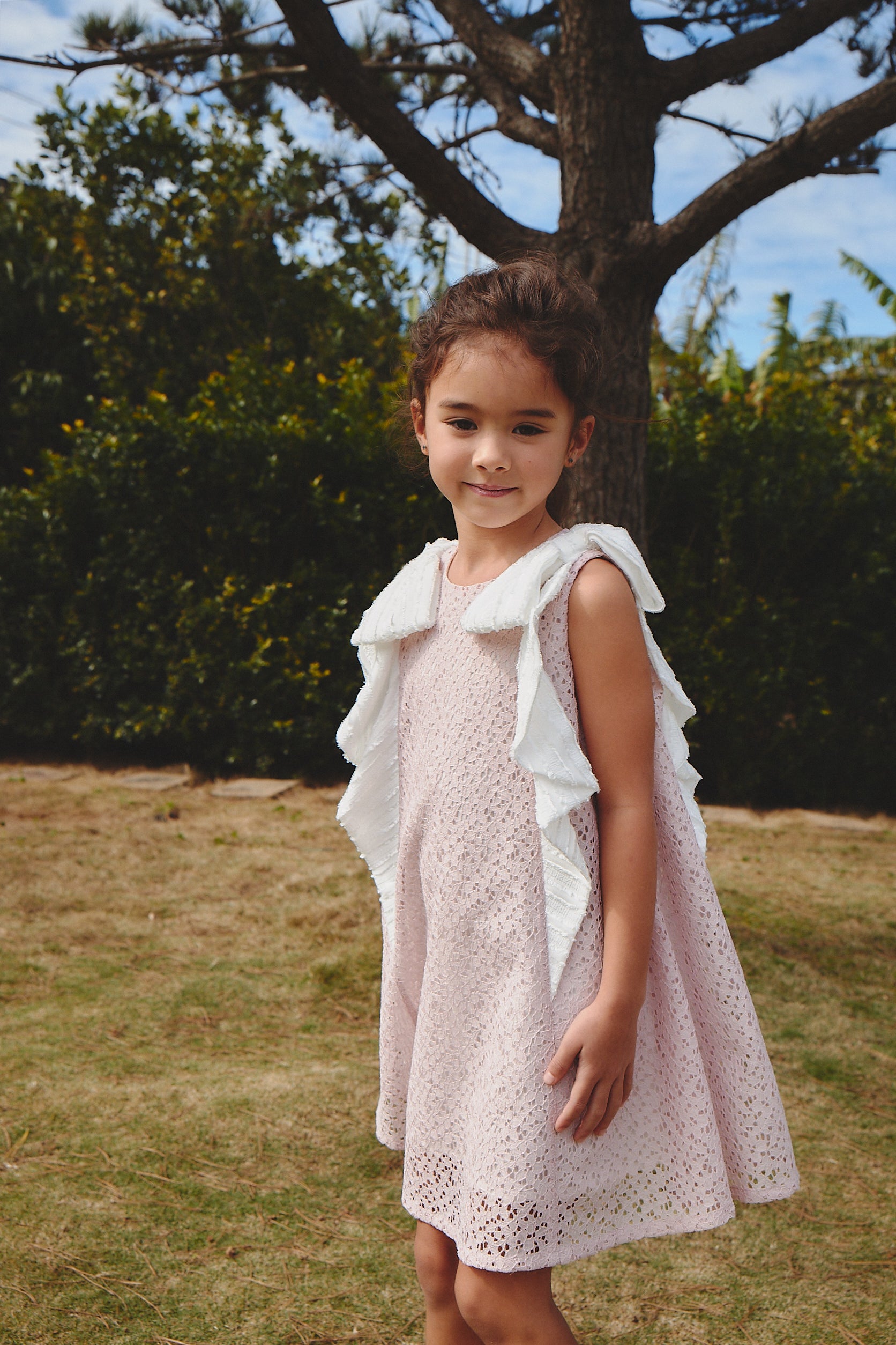 Luxury | Girls Papillon Fantasy Double Butterfly Lace Dress | Bowknot and Lotus Leaf