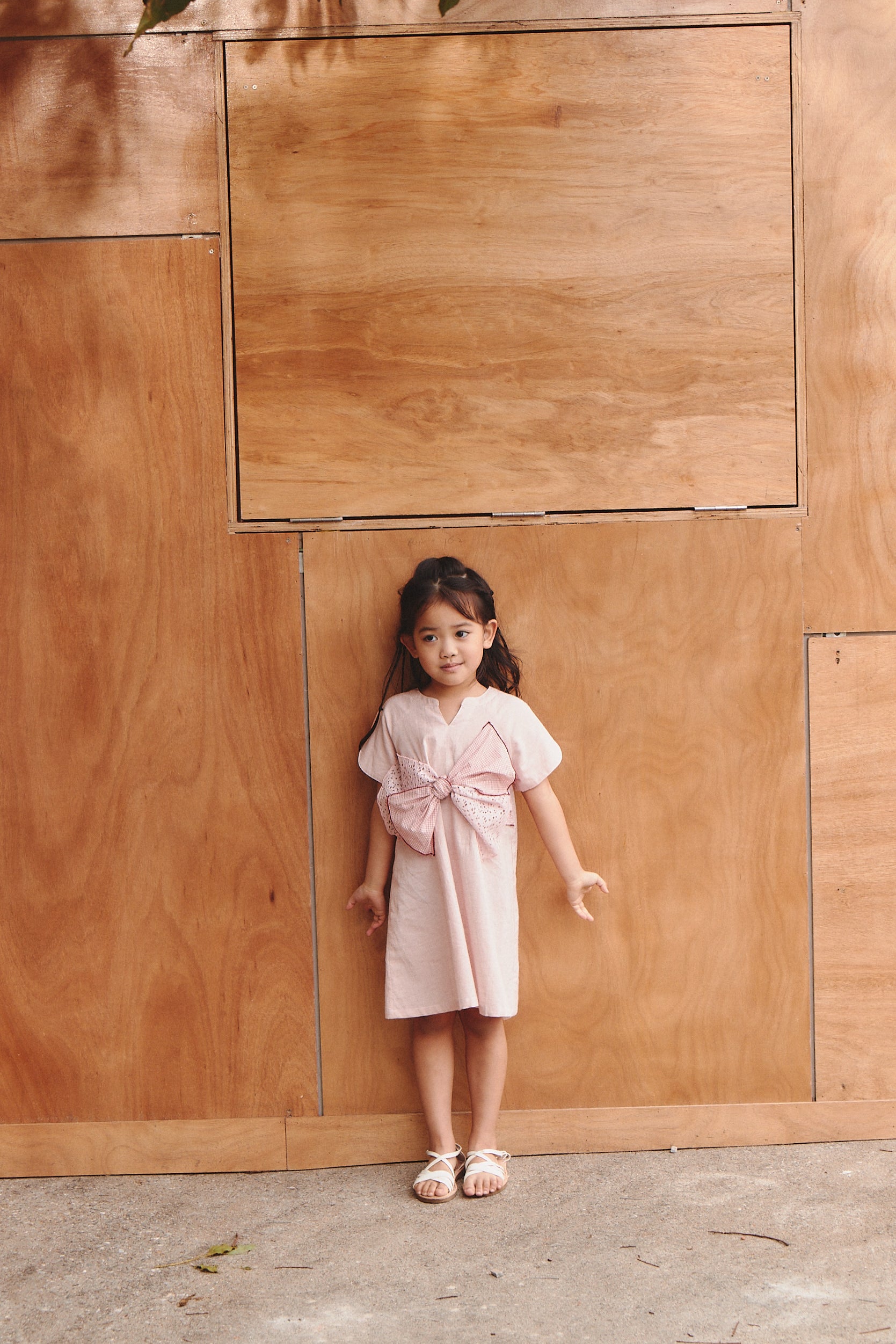 draped cut bow shirt dress
