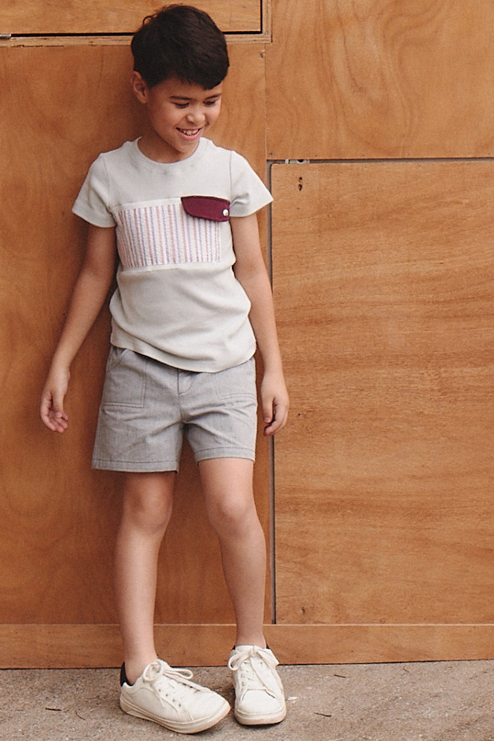 Main | 男童 Carmen Herrera 袋蓋 T-shirt | 拼接 小圓領 條紋 | 100% 有機棉