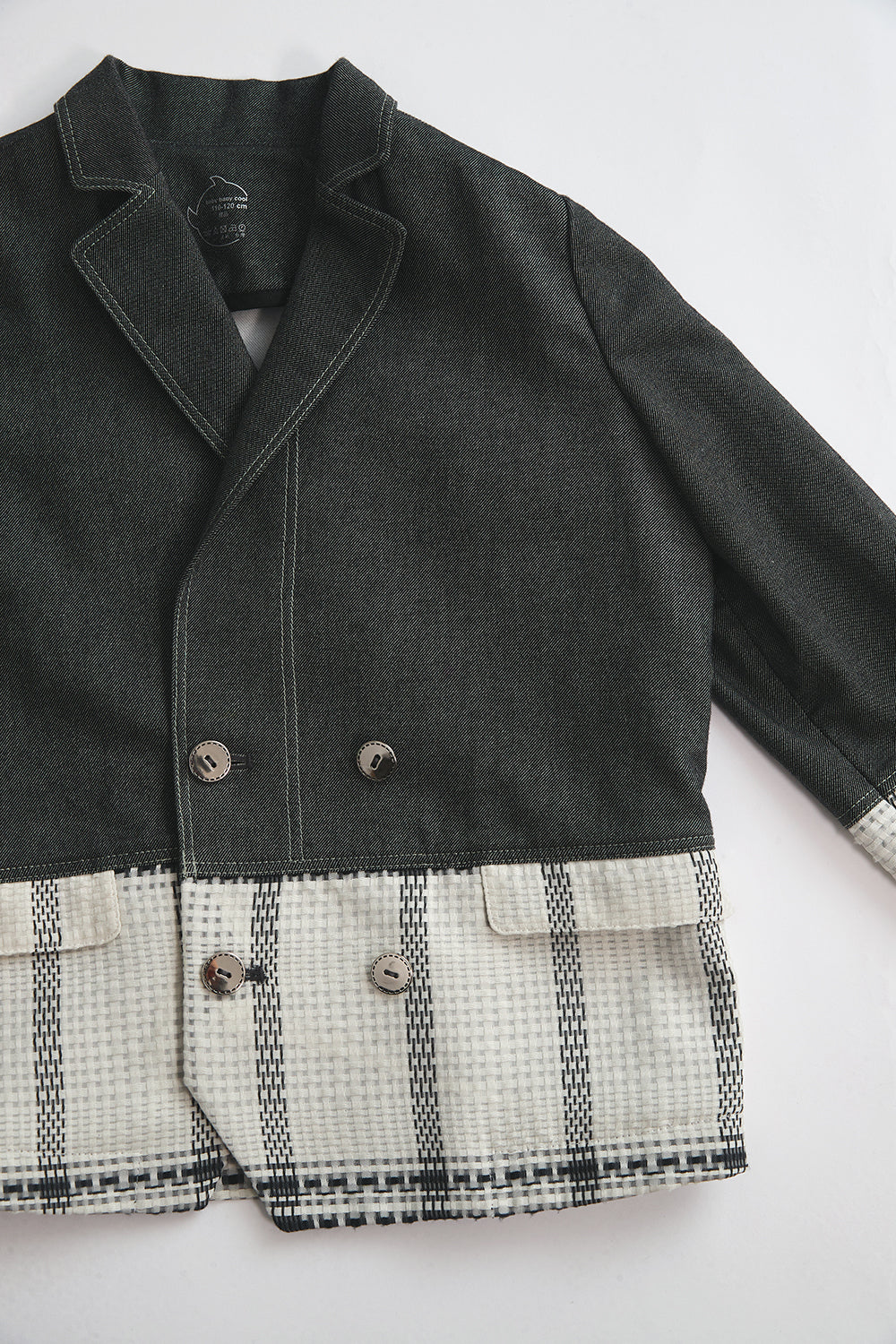 訂製 Luxury | 男童 bbc 潮流小紳士雙排釦西裝外套 | 拼接 格紋 西裝領