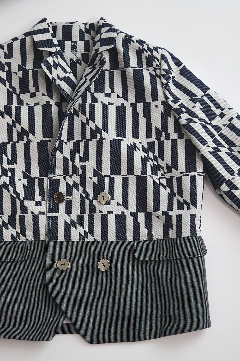 訂製 Luxury | 男童 bbc 潮流小紳士雙排釦西裝外套 | 拼接 格紋 西裝領