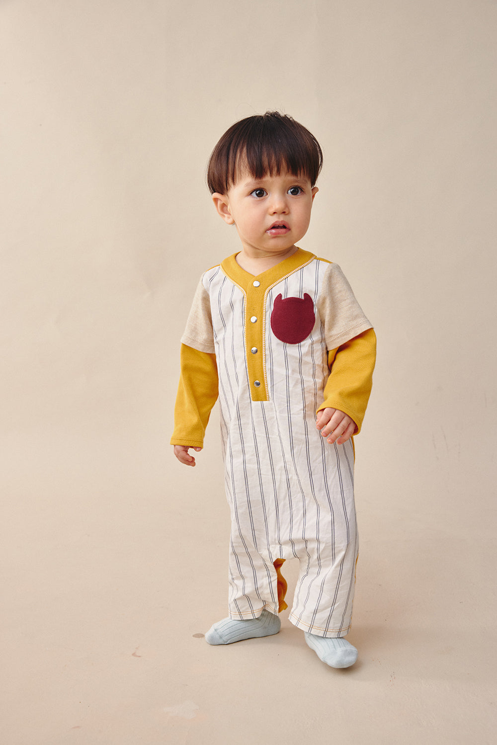 Main | 幼兒 Cozy Catcher棒球連身裝 | 長袖運動風 條紋 小精靈 Logo | 100% 有機棉
