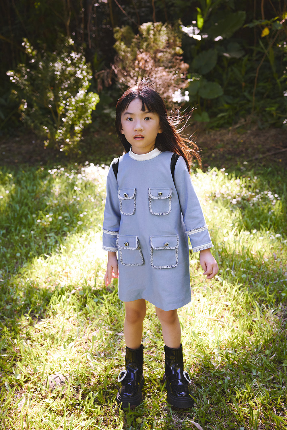 【預購】Main | 女童 Étoile星辰流蘇洋裝 | 長袖大口袋 流蘇 小立領 | 100%有機棉