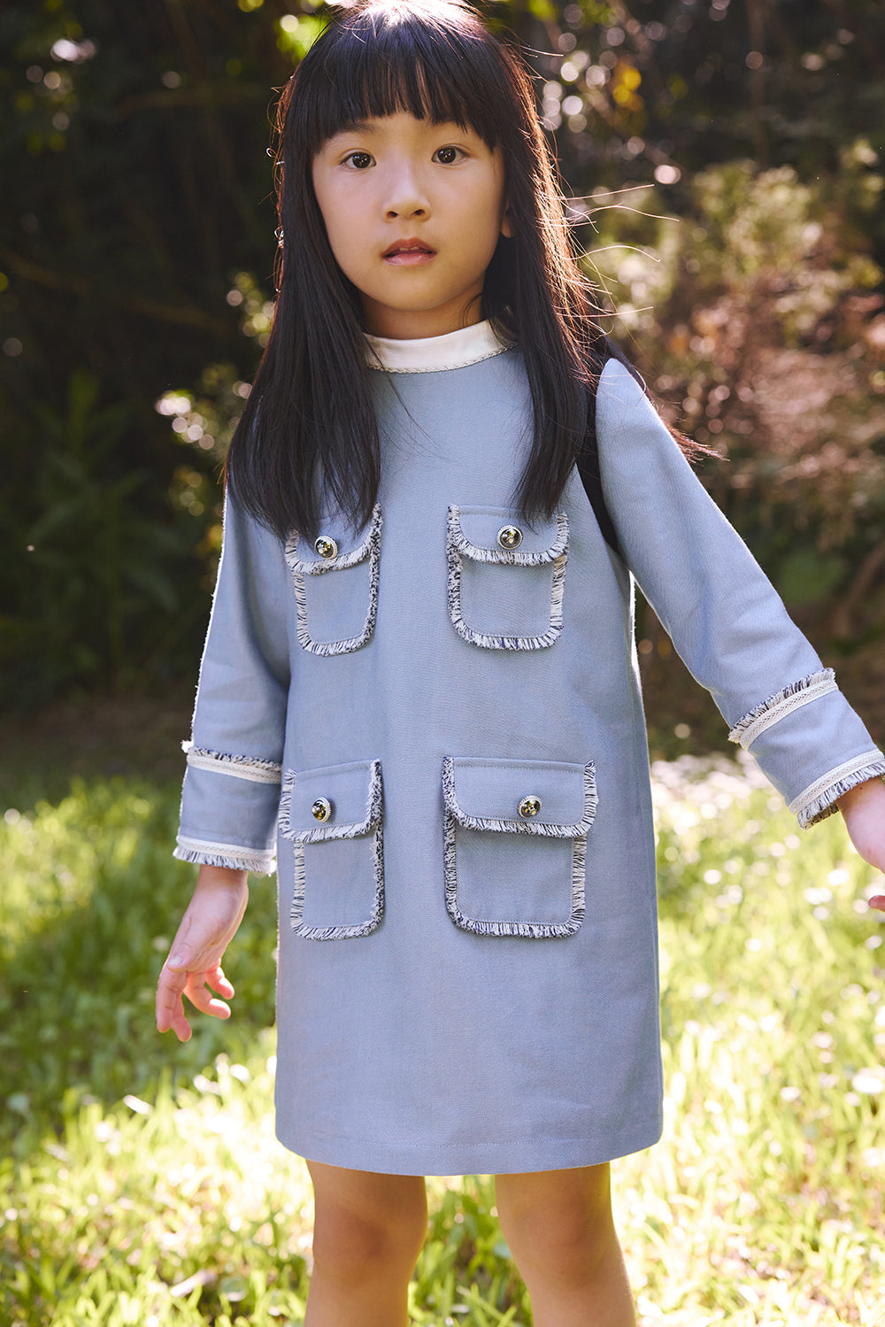【預購】Main | 女童 Étoile星辰流蘇洋裝 | 長袖大口袋 流蘇 小立領 | 100%有機棉