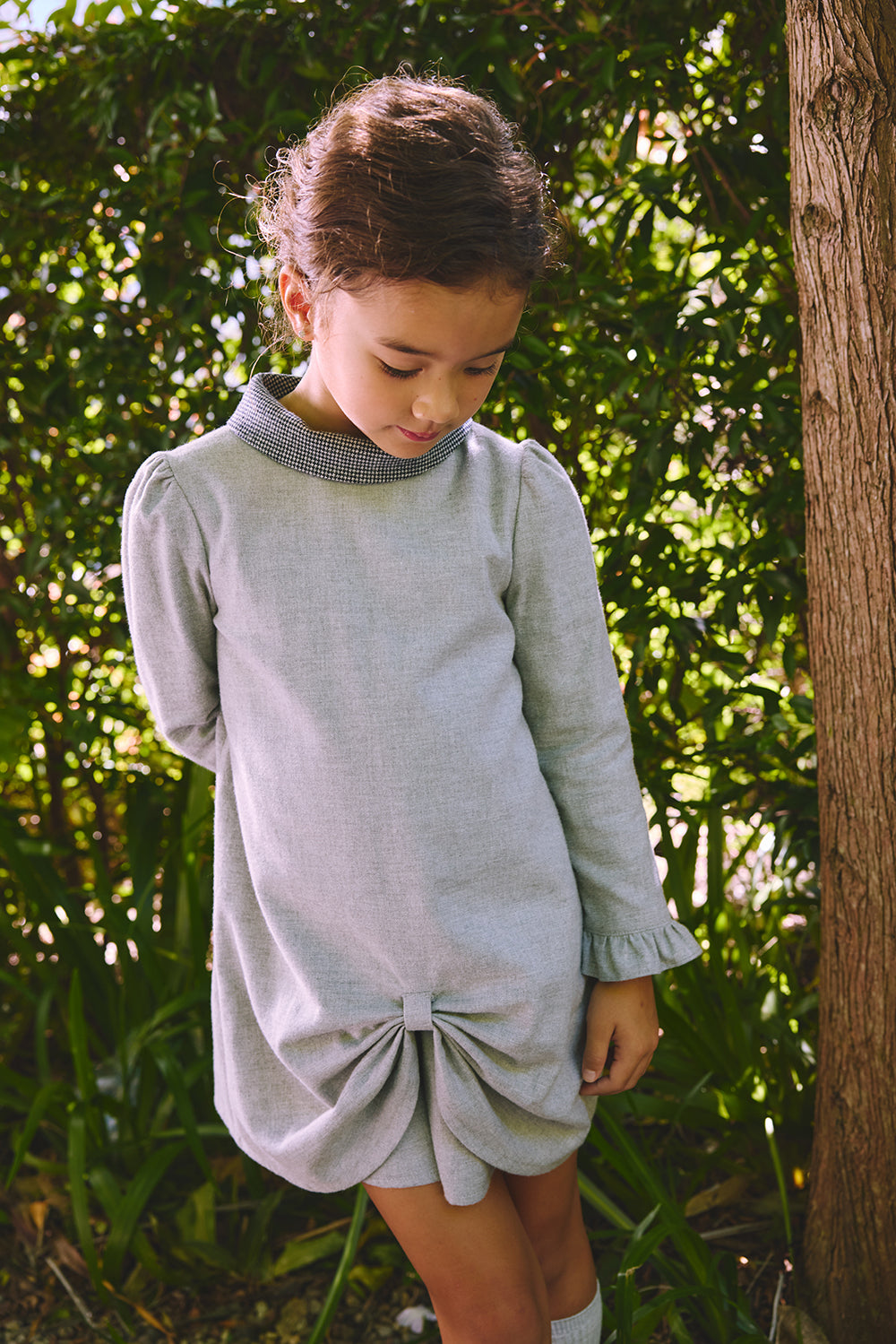 【預購】Main | 女童 Bubble Bloom赫本洋裝 | 長袖拼接 蝴蝶結 小翻領 | 100%有機棉