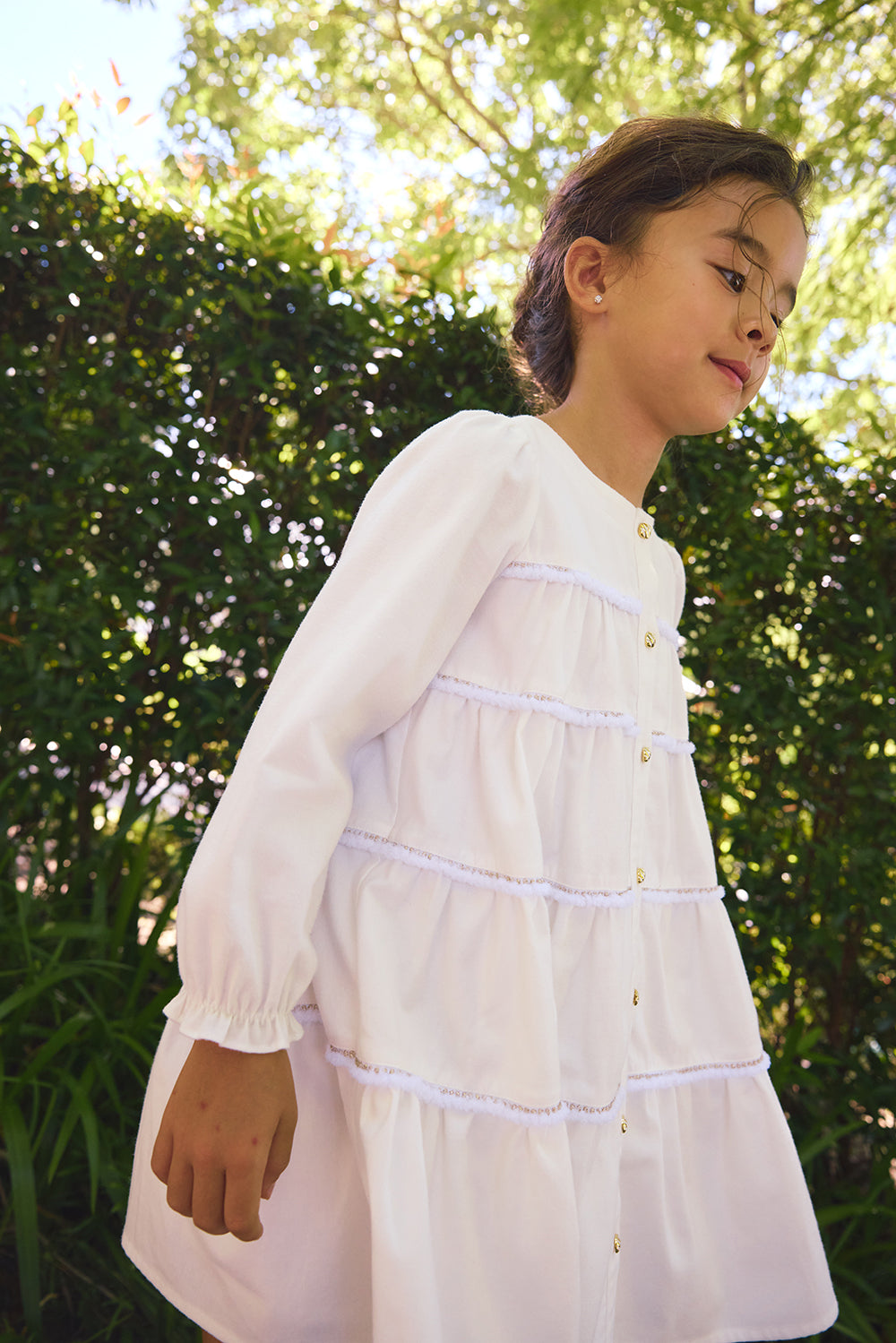 【預購】Main | 女童 Tiny Twirl蛋糕洋裝 | 長袖荷葉 織帶 蛋糕裙 | 100%有機棉