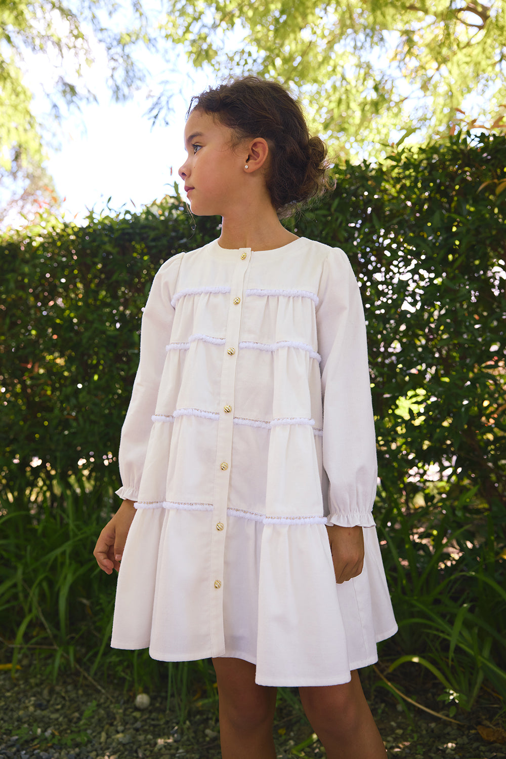 【預購】Main | 女童 Tiny Twirl蛋糕洋裝 | 長袖荷葉 織帶 蛋糕裙 | 100%有機棉