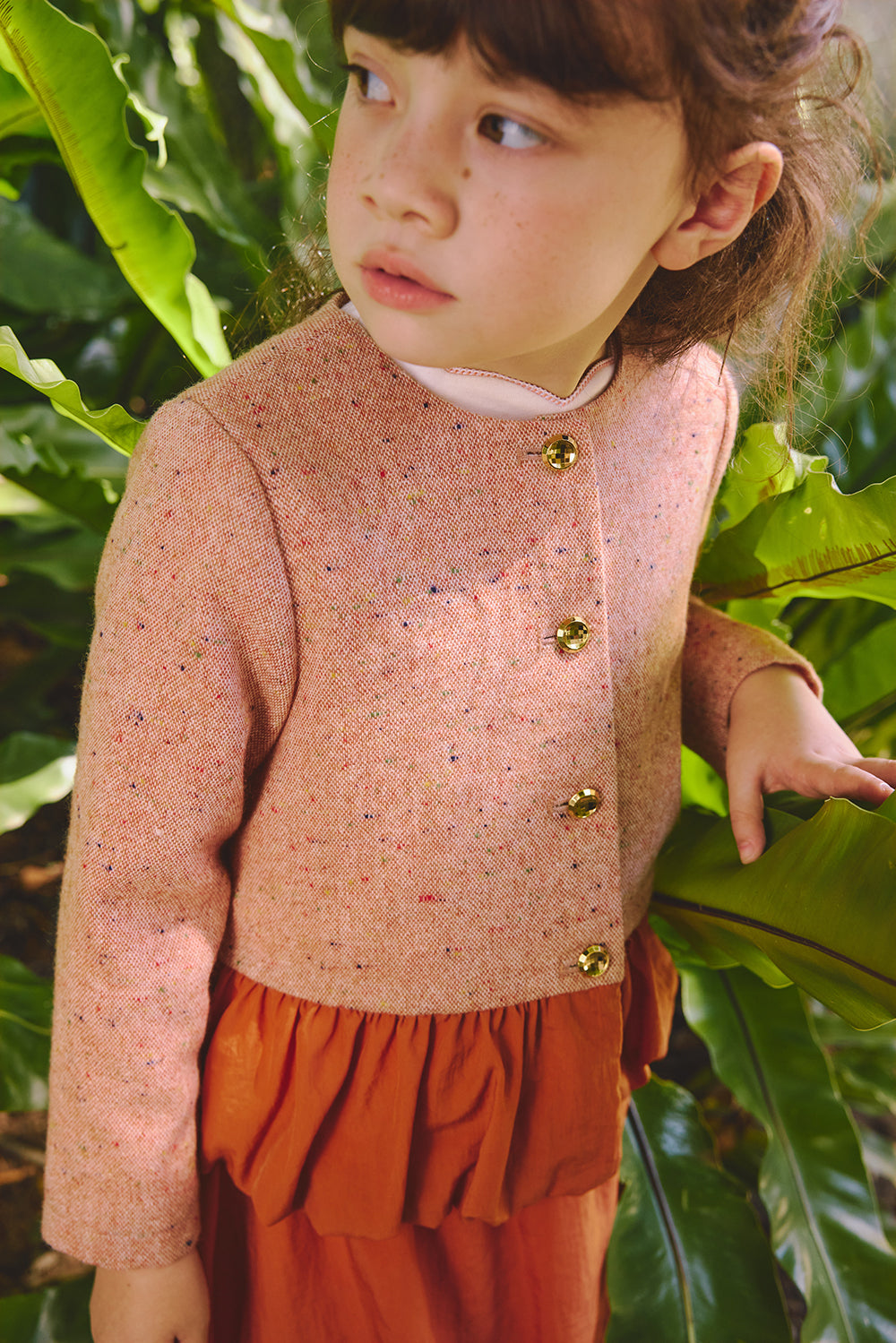 Luxury | 女童 Jardin Bloom外套 | 長袖毛呢拼接 小圓領 花苞下擺